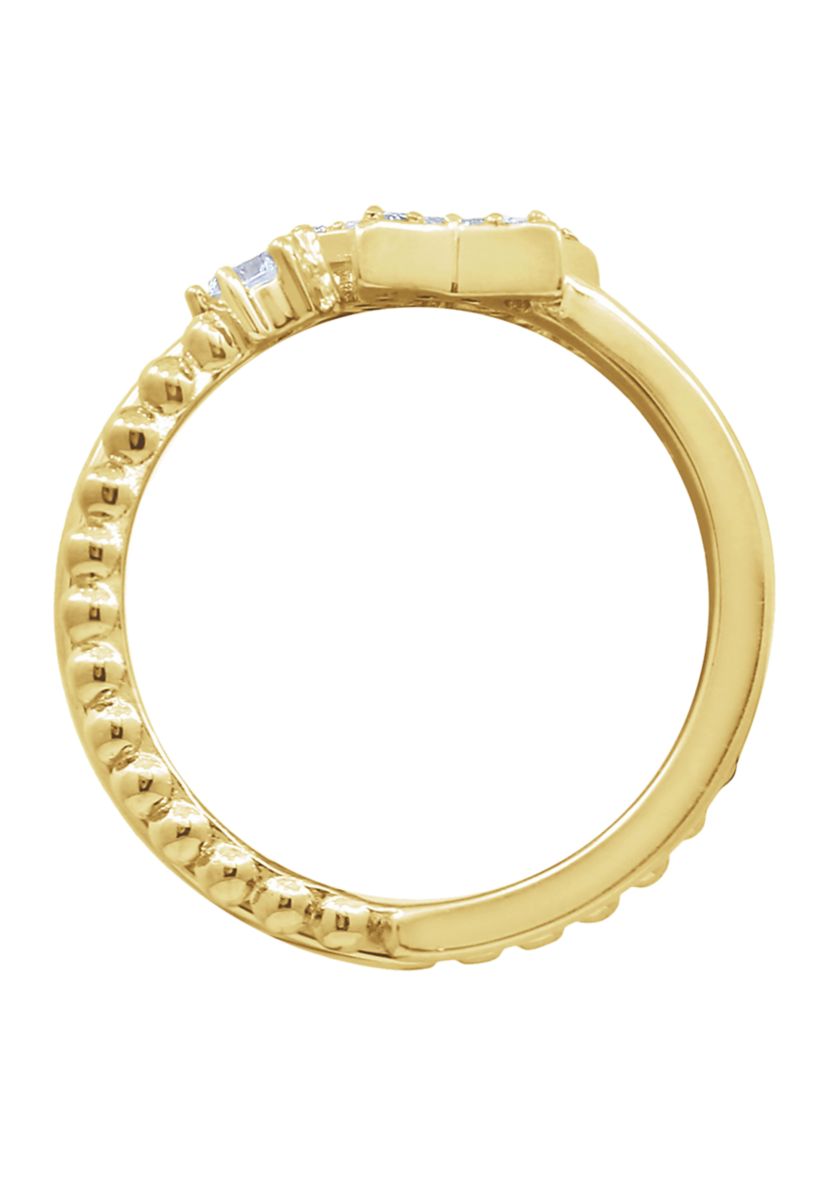 Yellow Gold Plated Sterling Silver 1/6 ct. t.w. Cubic Zirconia Celestial Star Ring Set