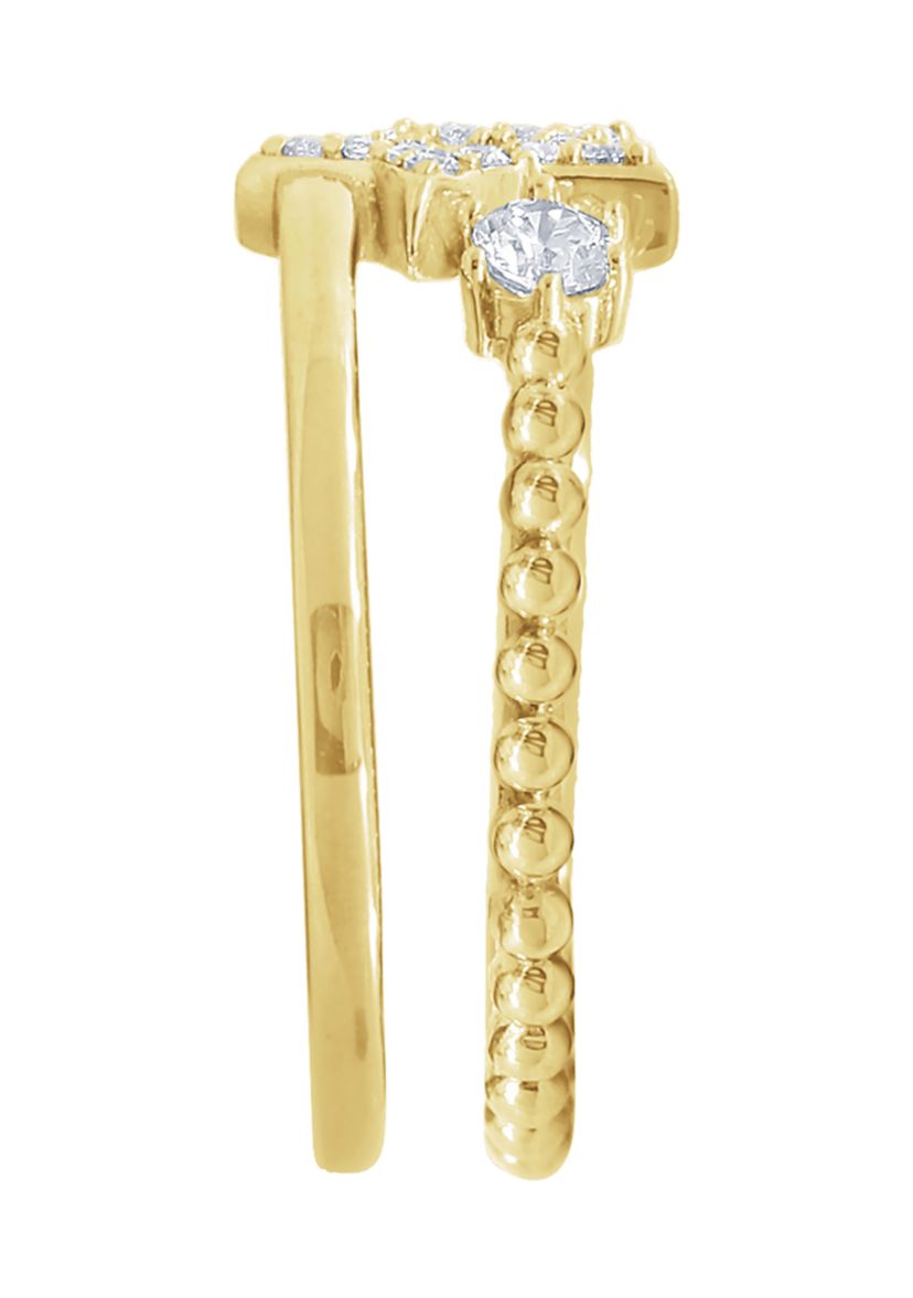 Yellow Gold Plated Sterling Silver 1/6 ct. t.w. Cubic Zirconia Celestial Star Ring Set