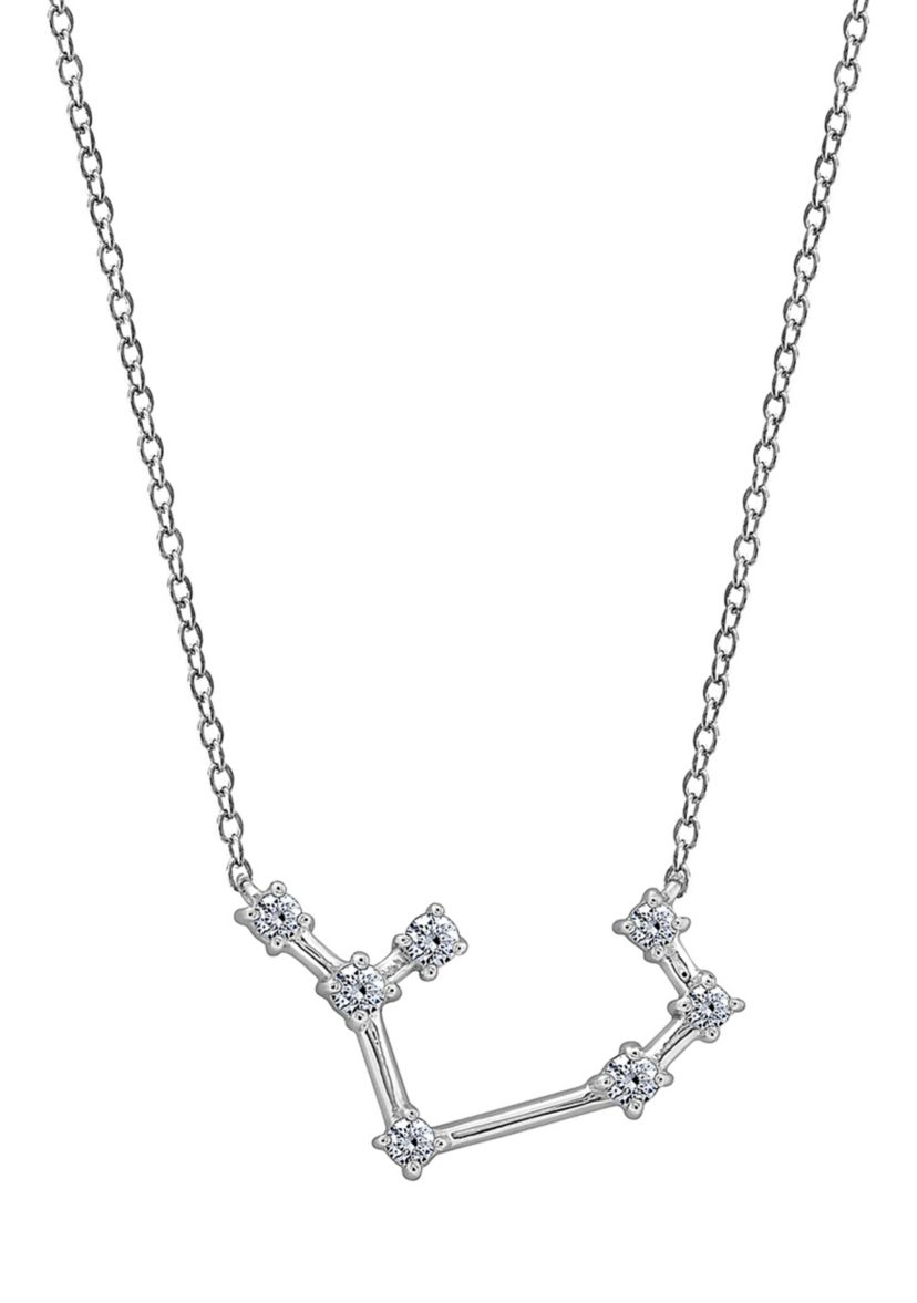Platinum Plated Sterling Silver 1/5 ct. t.w. Swarovski® Cubic Zirconia Zodiac Star Sign Pendant Necklace, 16 in + 2 in Extender