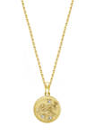 Yellow Gold Plated Sterling Silver Zodiac Star Coin Pendant Necklace, 18 inch