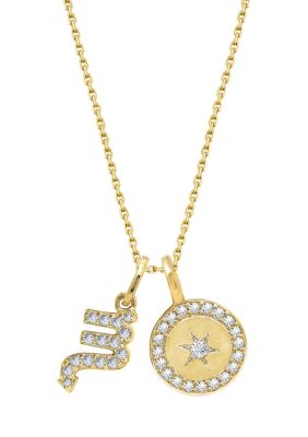 J'admire Yellow Gold Plated Sterling Silver Zodiac Set Pendant Necklace, 16 In + 2 In Extender