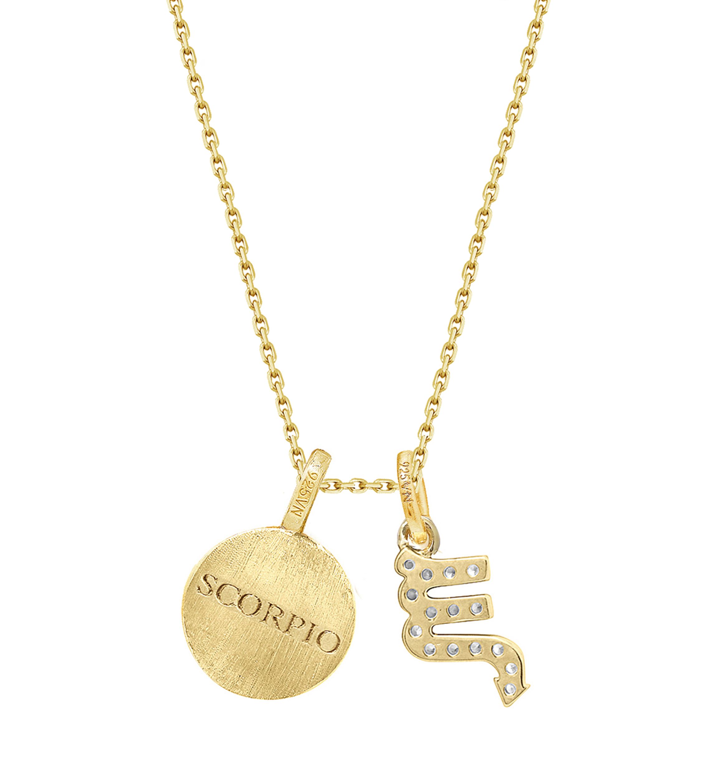 Yellow Gold Plated Sterling Silver Zodiac Set Pendant Necklace, 16 in + 2 in Extender