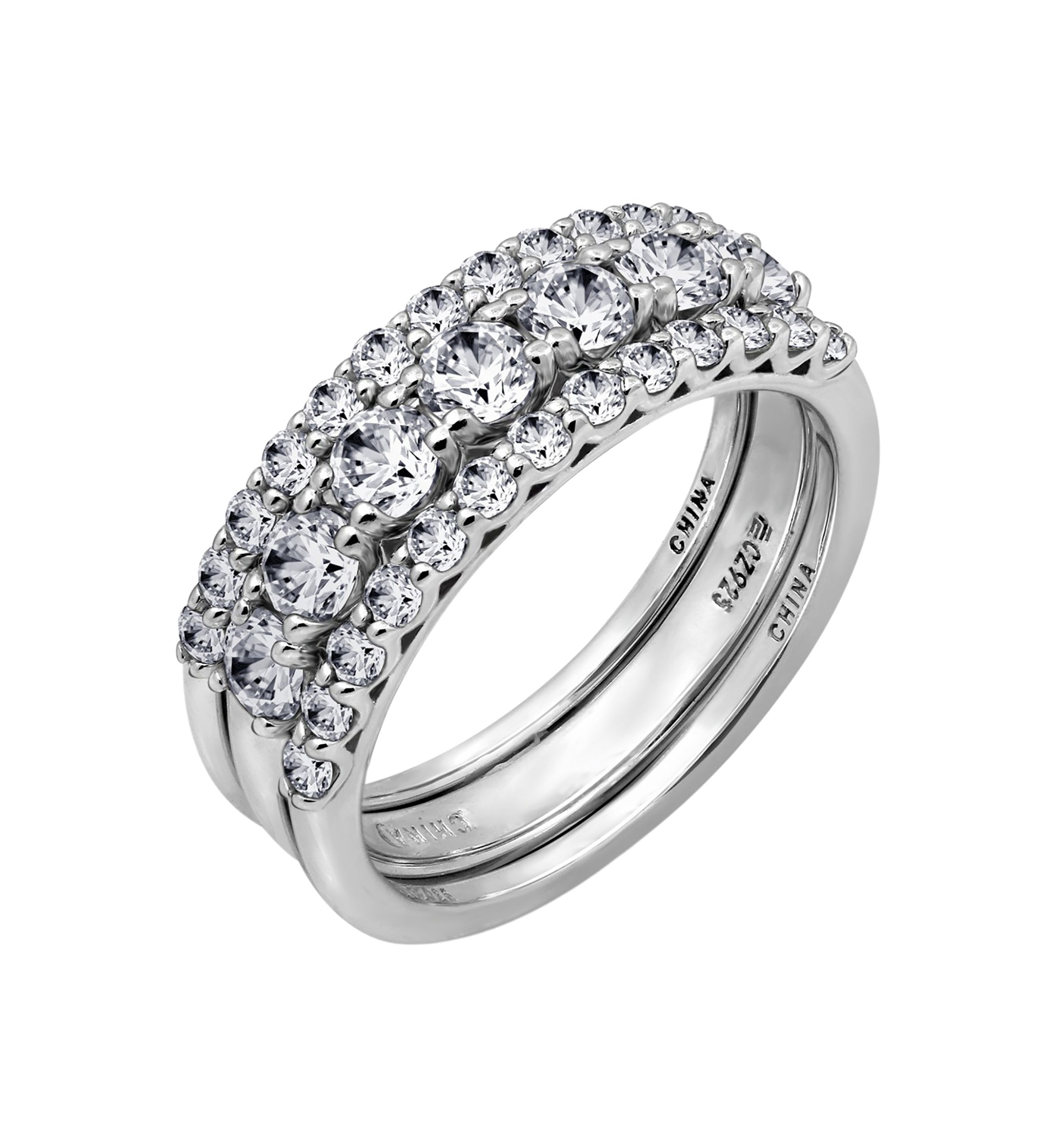 Cubic Zirconia Set of Three Band Rings