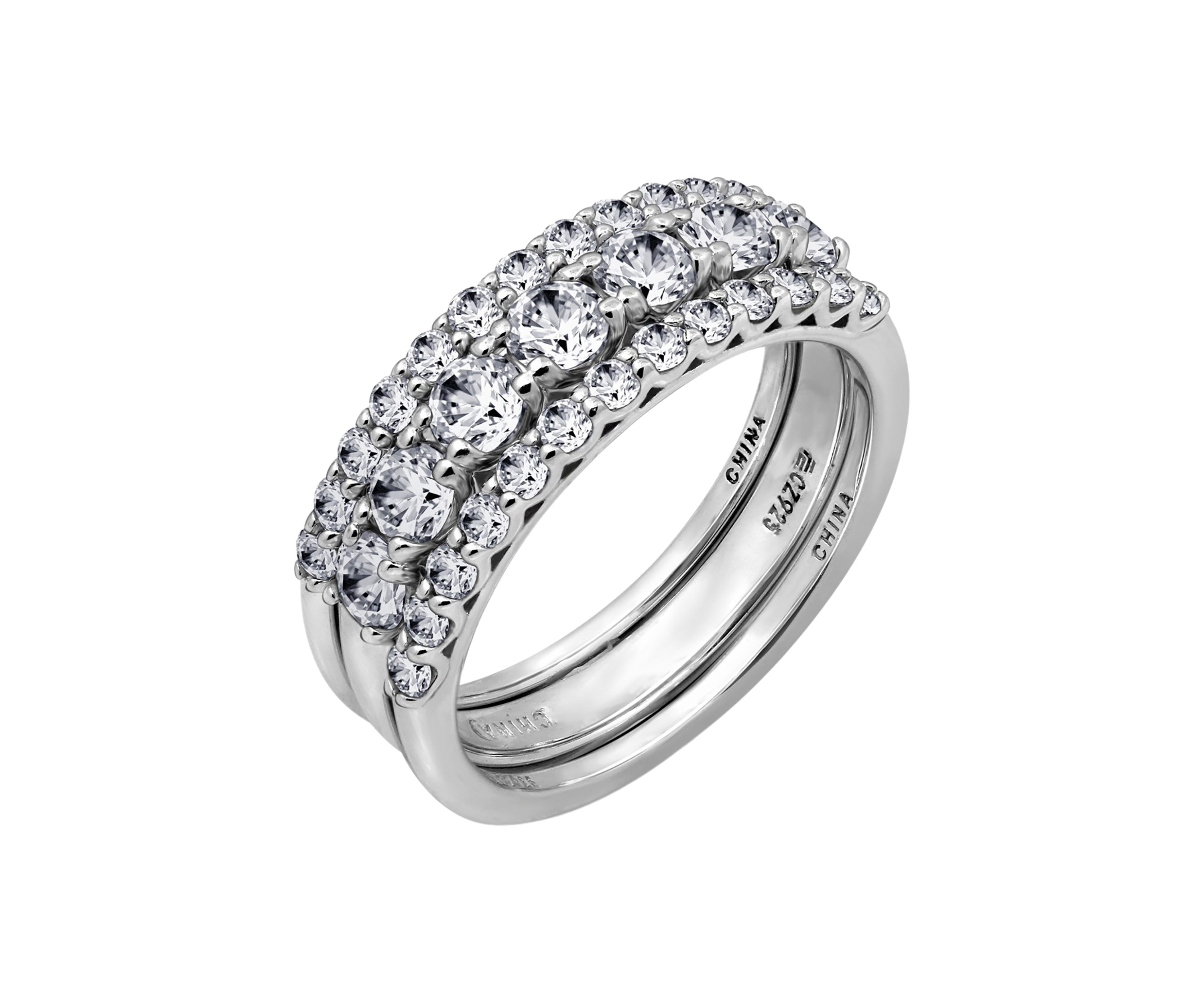 Cubic Zirconia Set of Three Band Rings