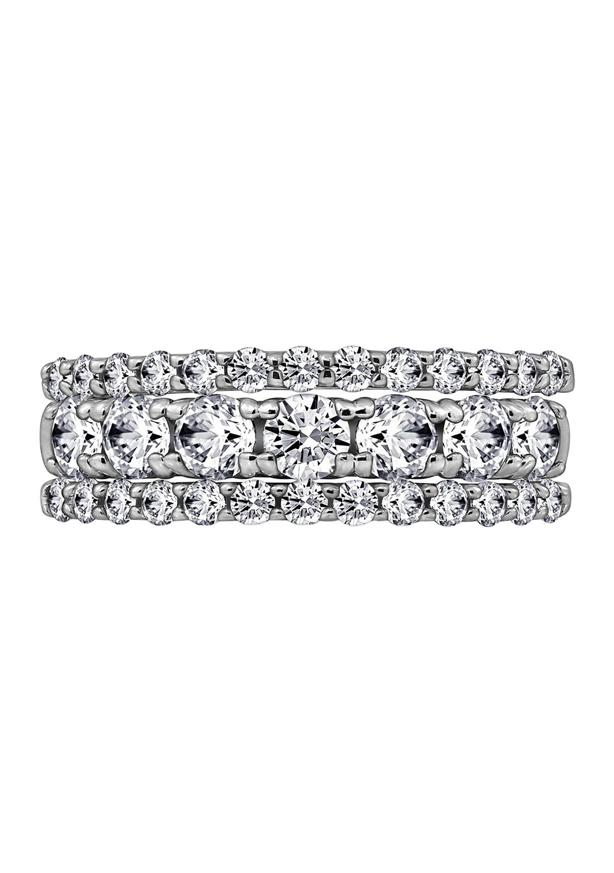 Cubic Zirconia Set of Three Band Rings
