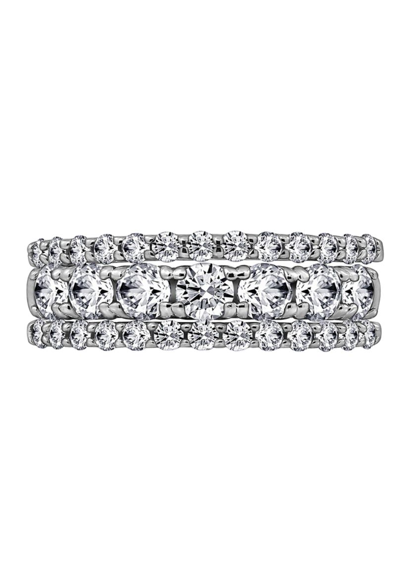 Cubic Zirconia Set of Three Band Rings