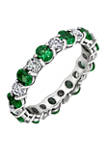 Oval Cut Created Emerald Eternity Band Ring