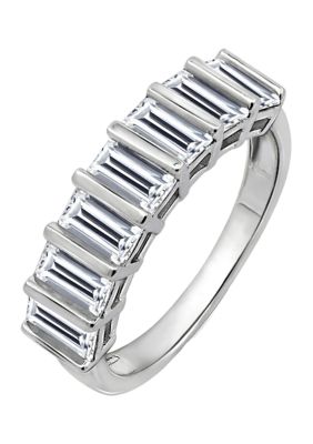 Diamonbliss Baguette Cut Cubic Zirconia Band Ring, Silver, 7