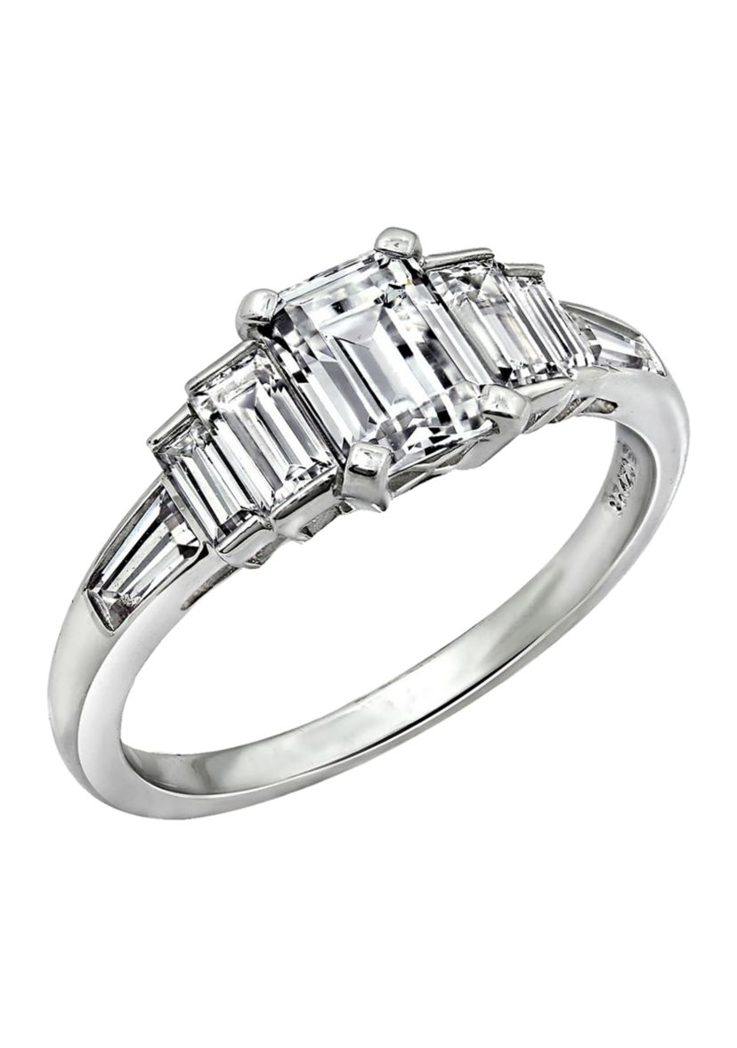 Emerald Cut & Baguette Cut Cubic Zirconia Ring