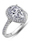 100 Facet Pear Cut 3.4 ct. t.w. Cubic Zirconia Halo Ring
