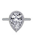 100 Facet Pear Cut 3.4 ct. t.w. Cubic Zirconia Halo Ring