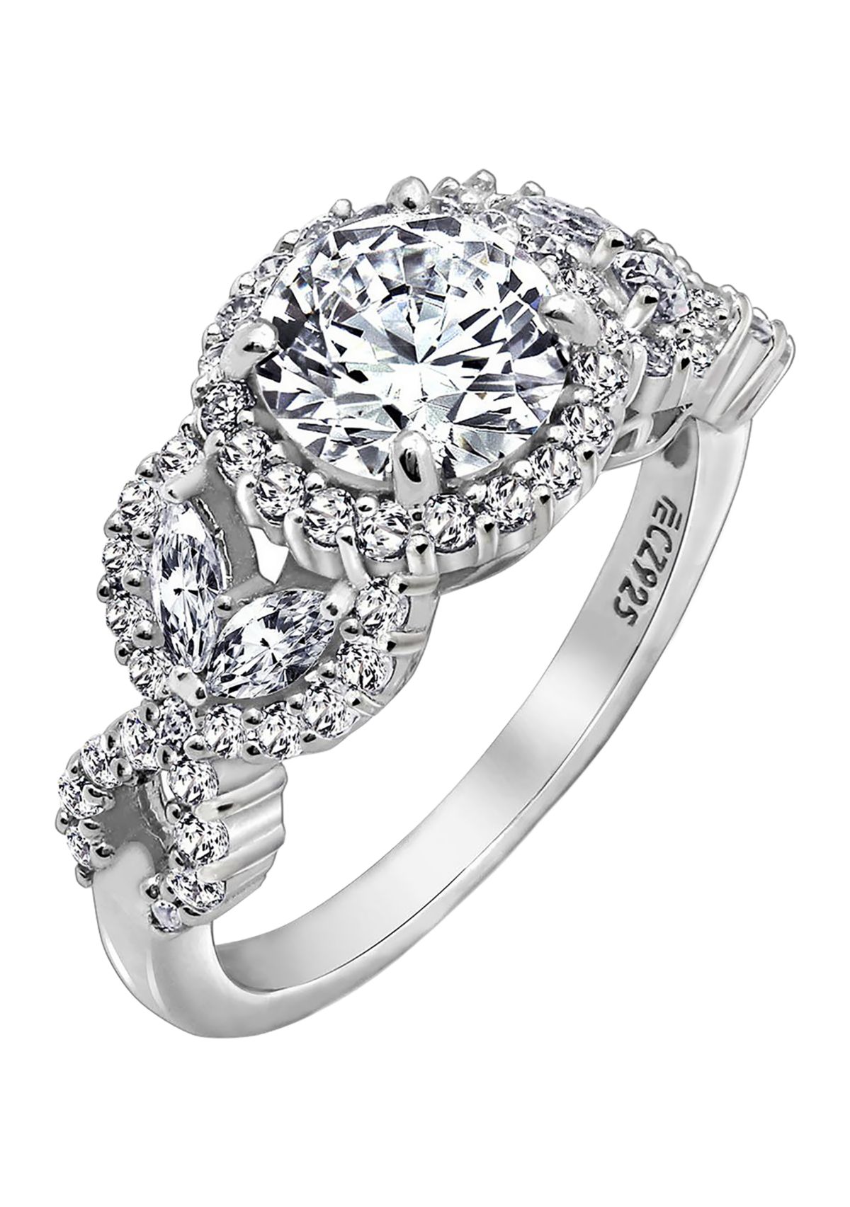 Round & Marquise Cut Cubic Zirconia Halo Ring