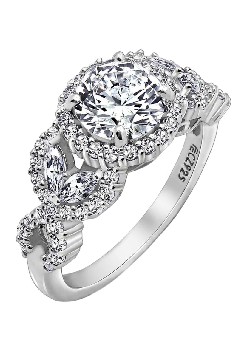 Round & Marquise Cut Cubic Zirconia Halo Ring