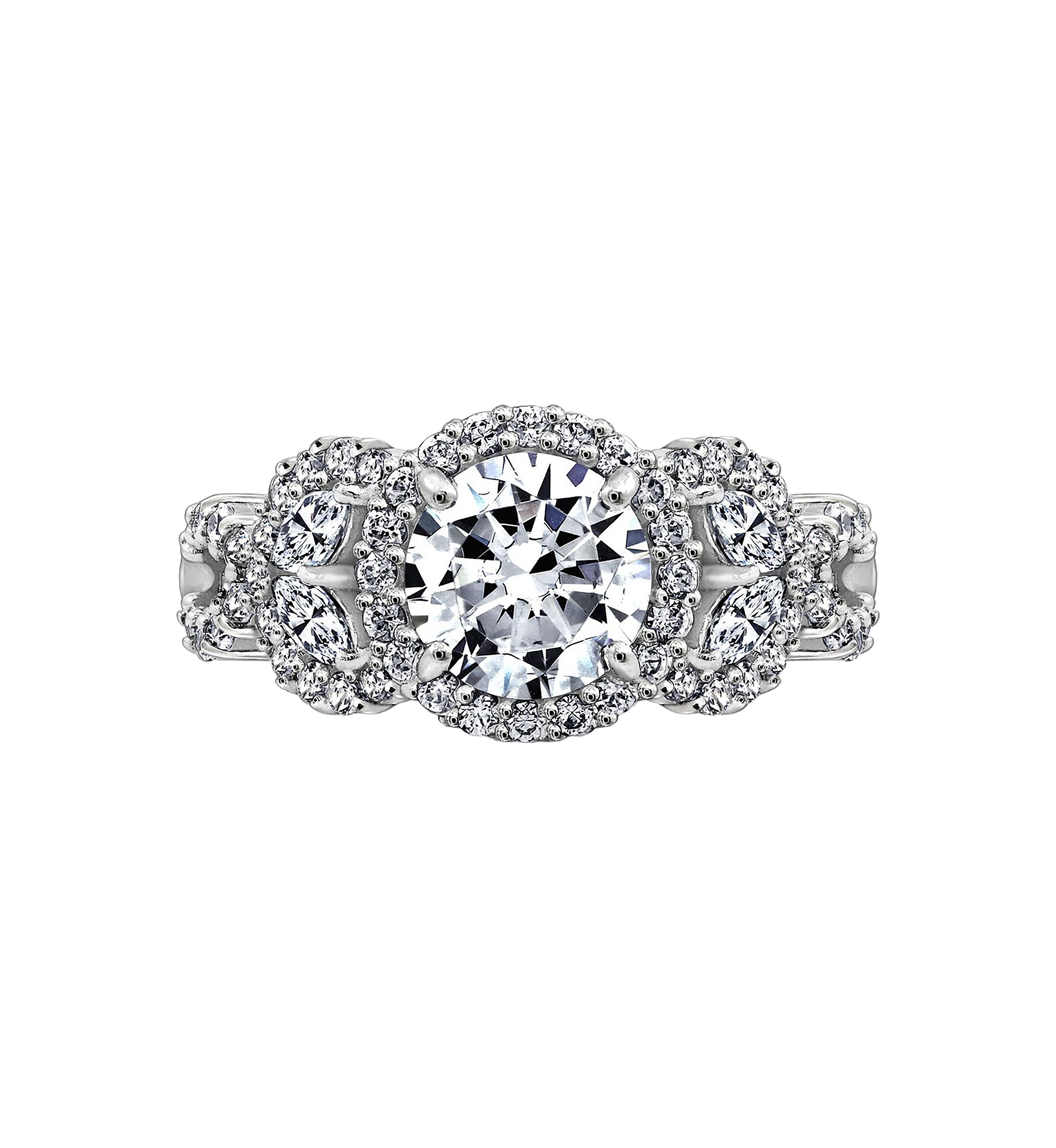 Round & Marquise Cut Cubic Zirconia Halo Ring