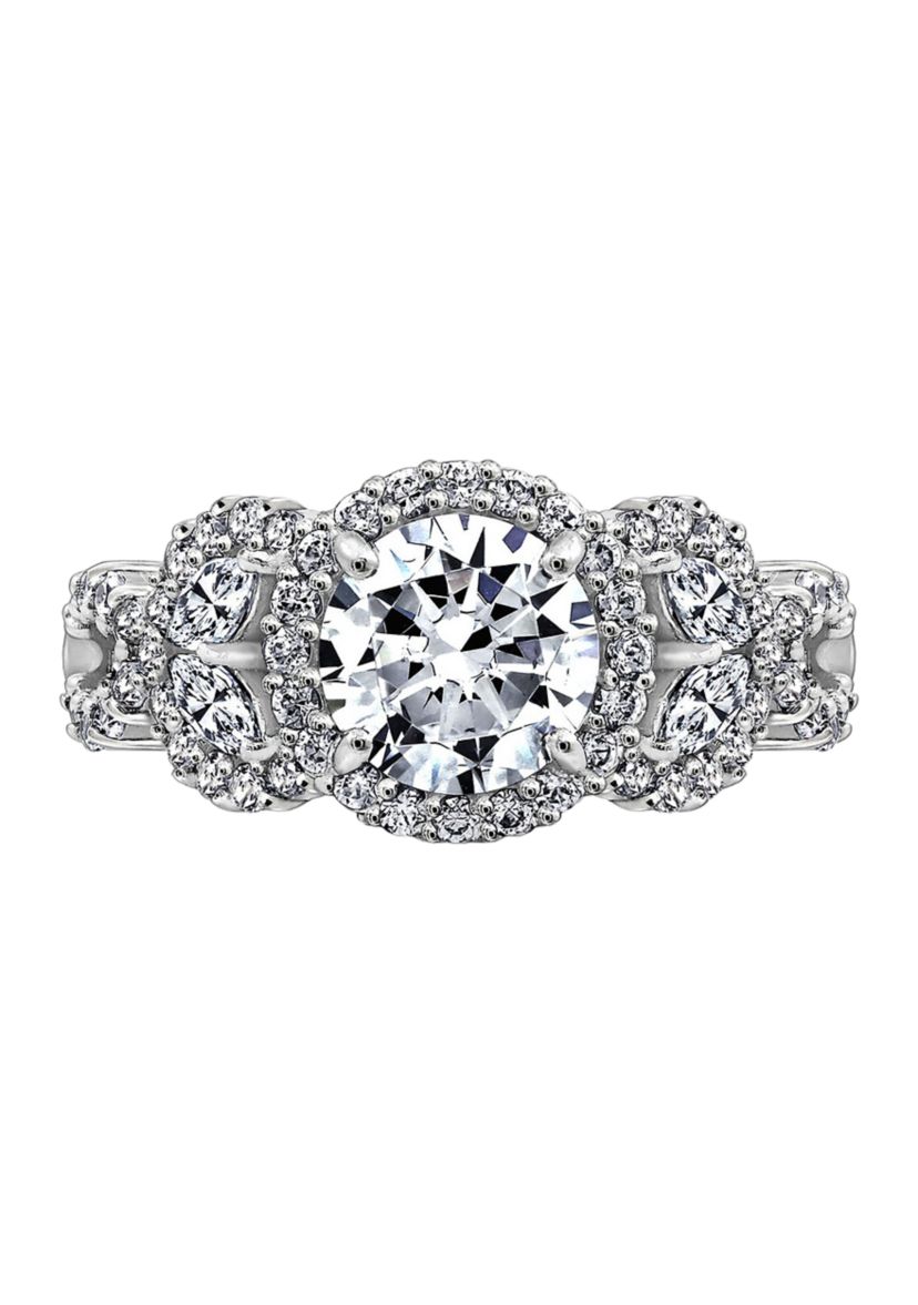 Round & Marquise Cut Cubic Zirconia Halo Ring