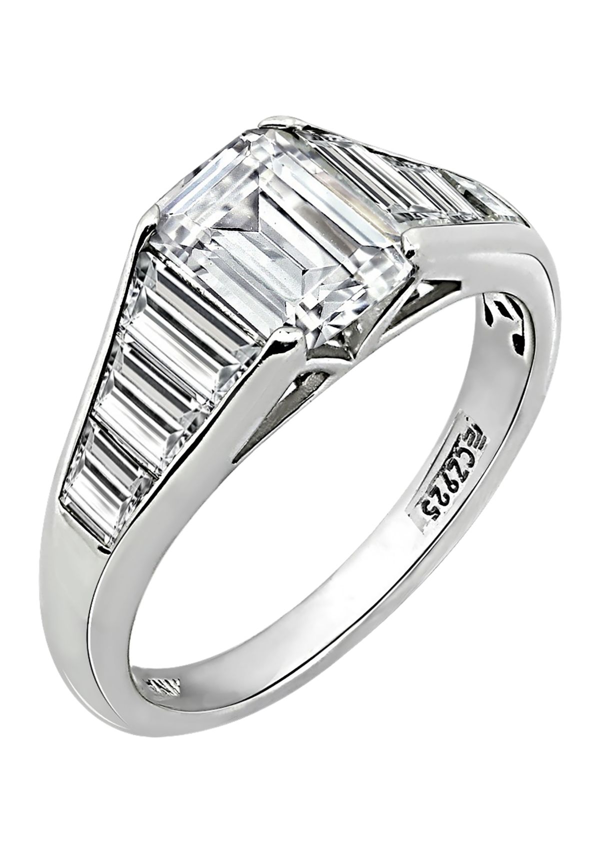 Emerald  & Tapered Baguette Cubic Zirconia Ring