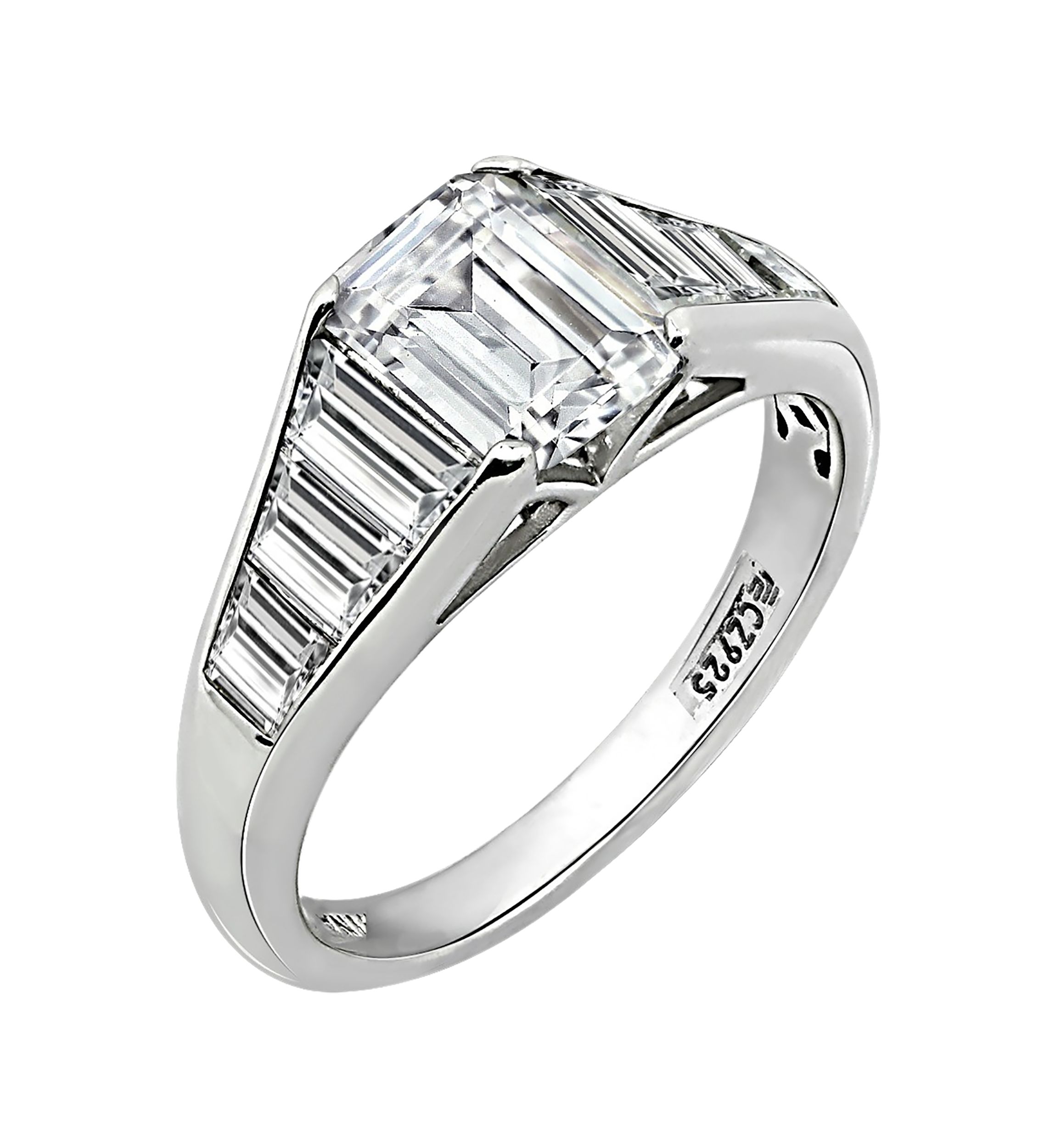 Emerald  & Tapered Baguette Cubic Zirconia Ring