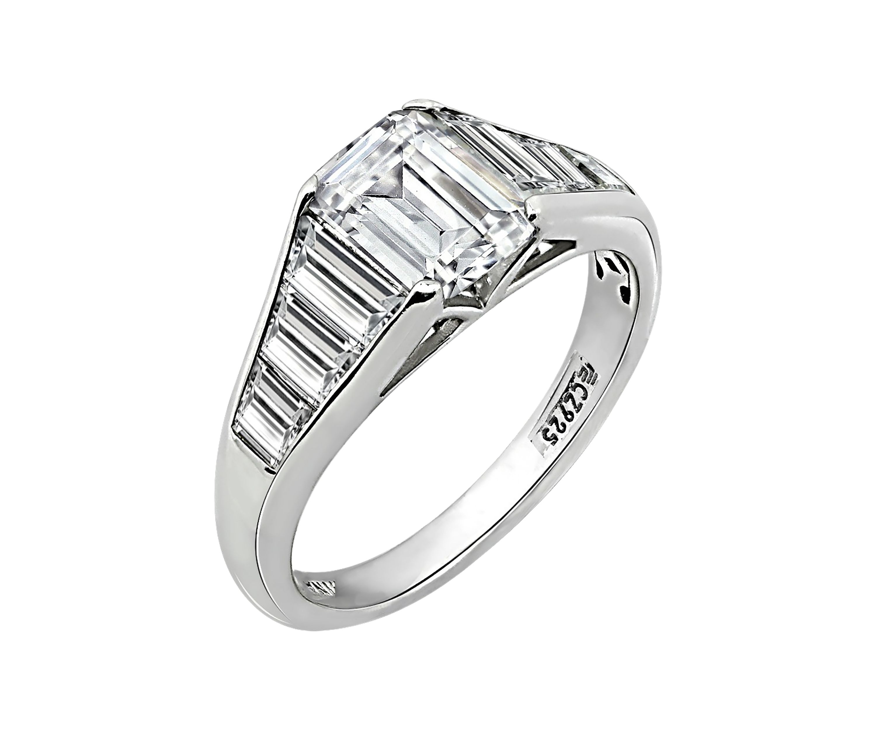 Emerald  & Tapered Baguette Cubic Zirconia Ring