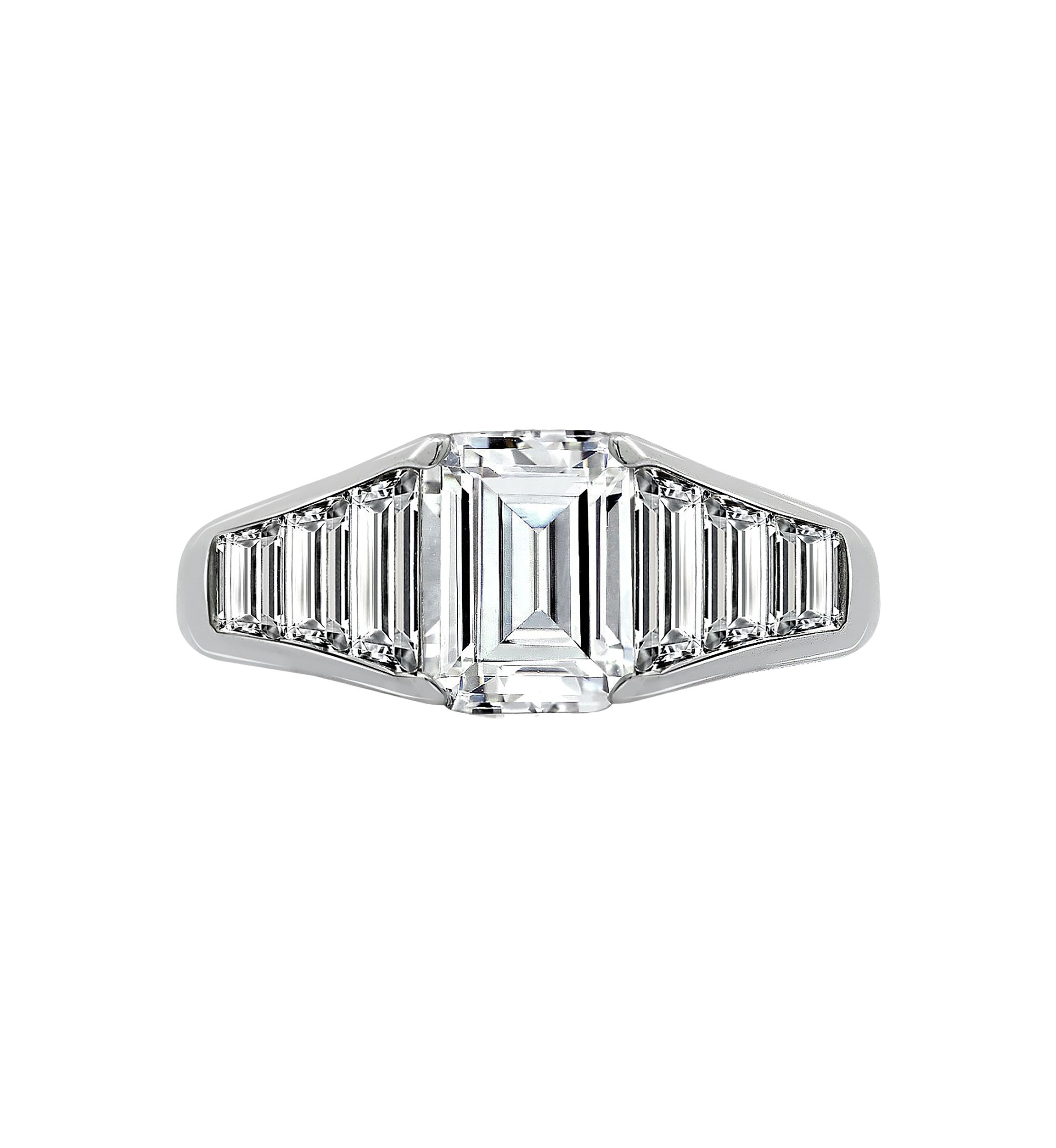 Emerald  & Tapered Baguette Cubic Zirconia Ring