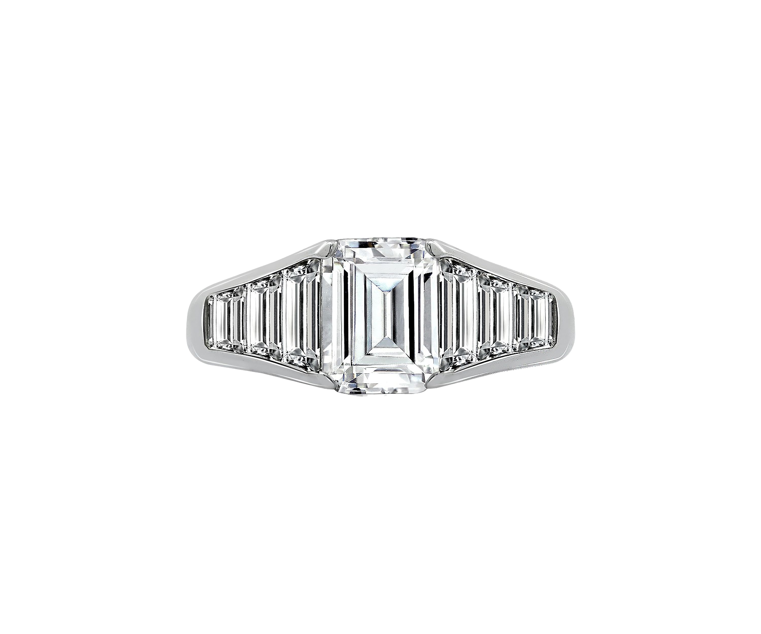 Emerald  & Tapered Baguette Cubic Zirconia Ring