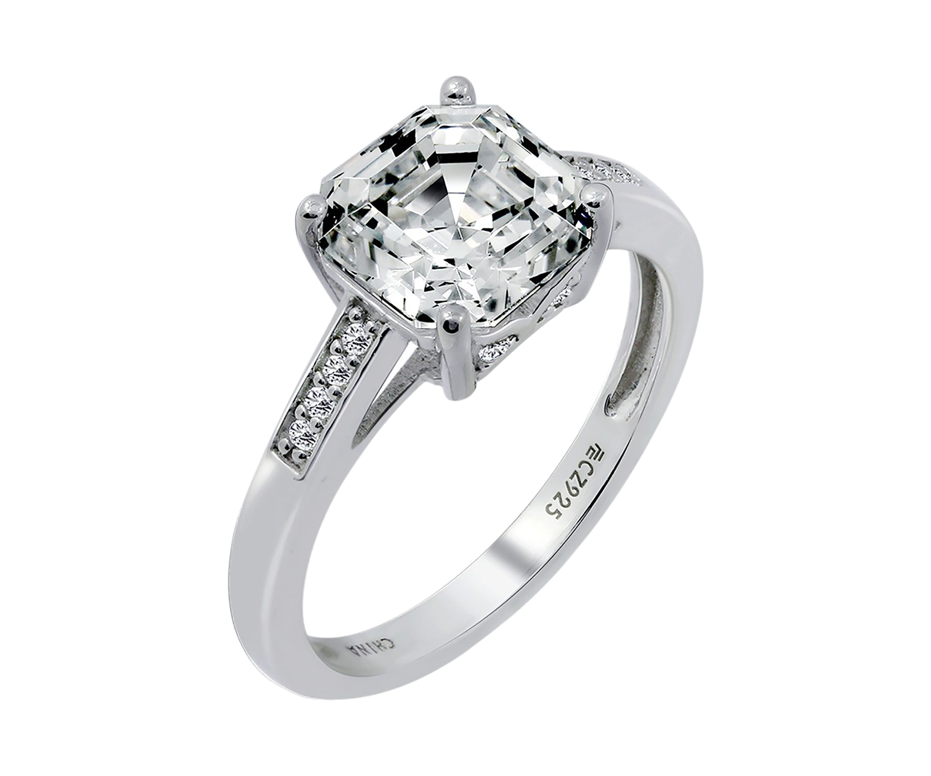 Asscher Cut Cubic Zirconia Solitare Band Ring