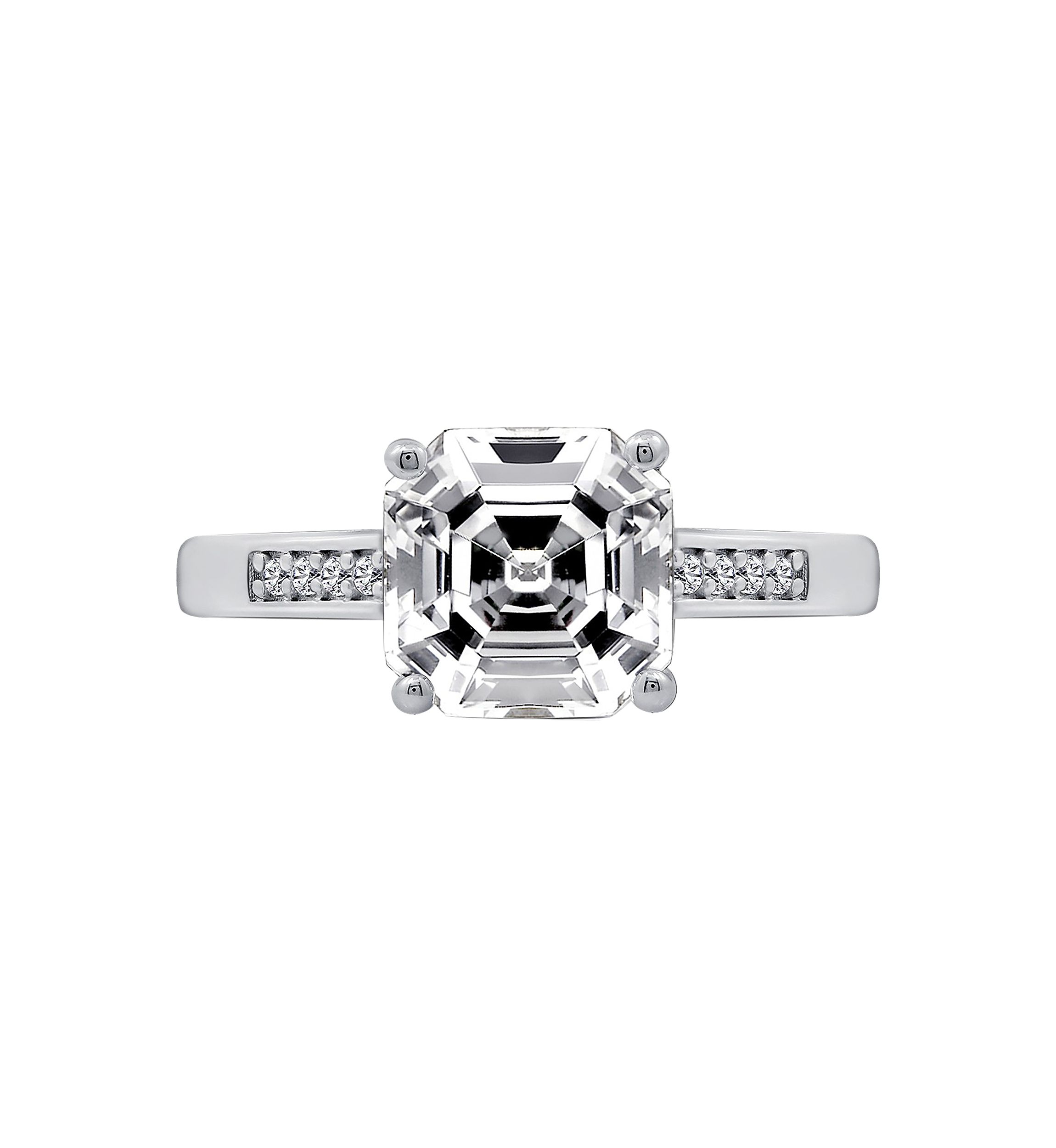 Asscher Cut Cubic Zirconia Solitare Band Ring