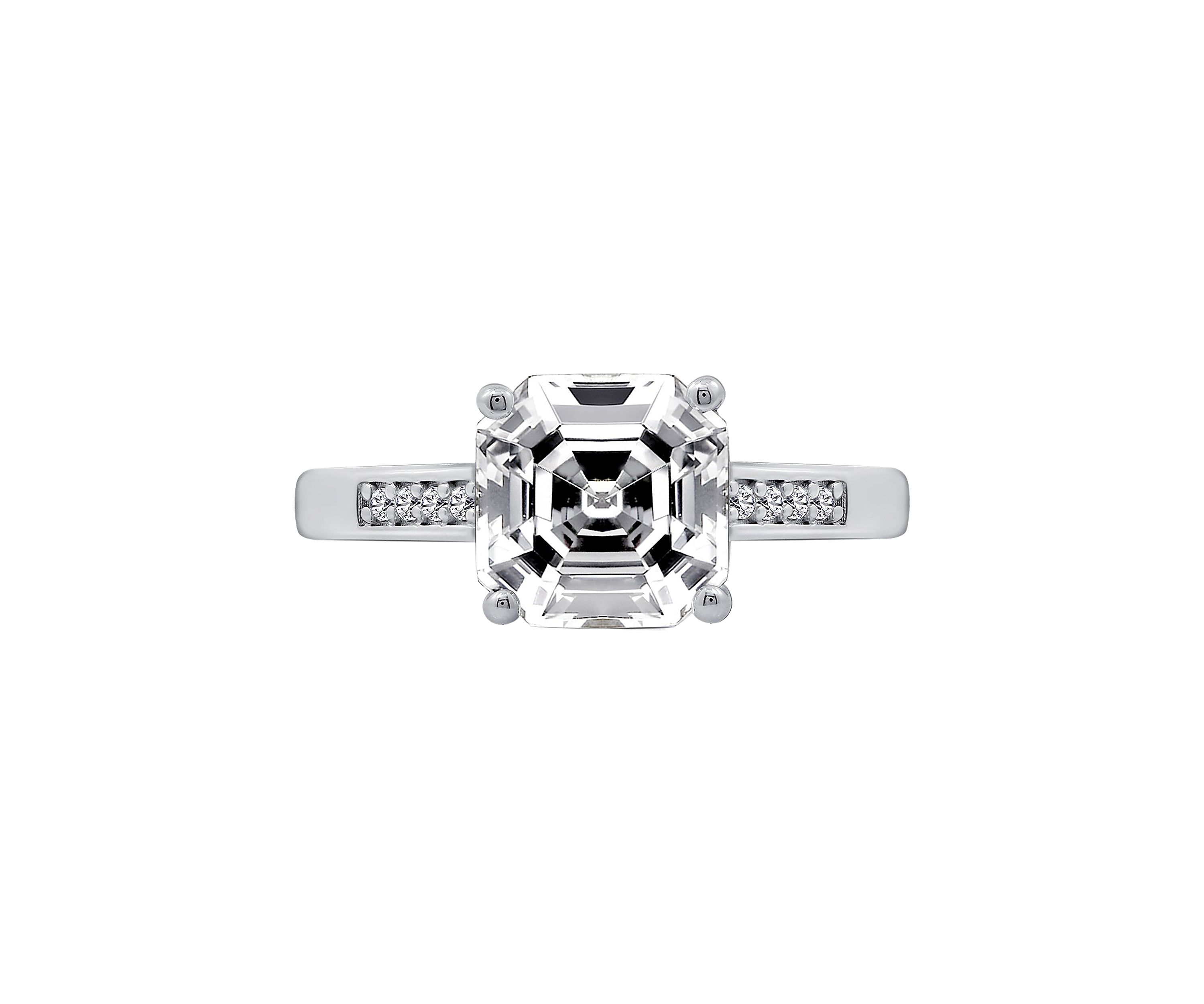 Asscher Cut Cubic Zirconia Solitare Band Ring
