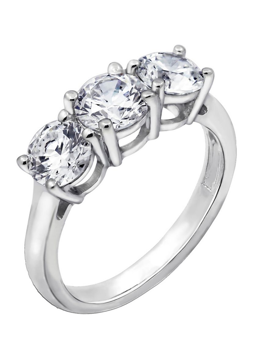 2.15 ct. t.w. Round Swarovski® Cubic Zirconia 3-Stone Band Ring