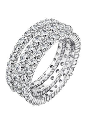 Diamonbliss 4.24 ct. t.w. Cubic Zirconia Set of 3 Eternity Band Ring, Silver, 7