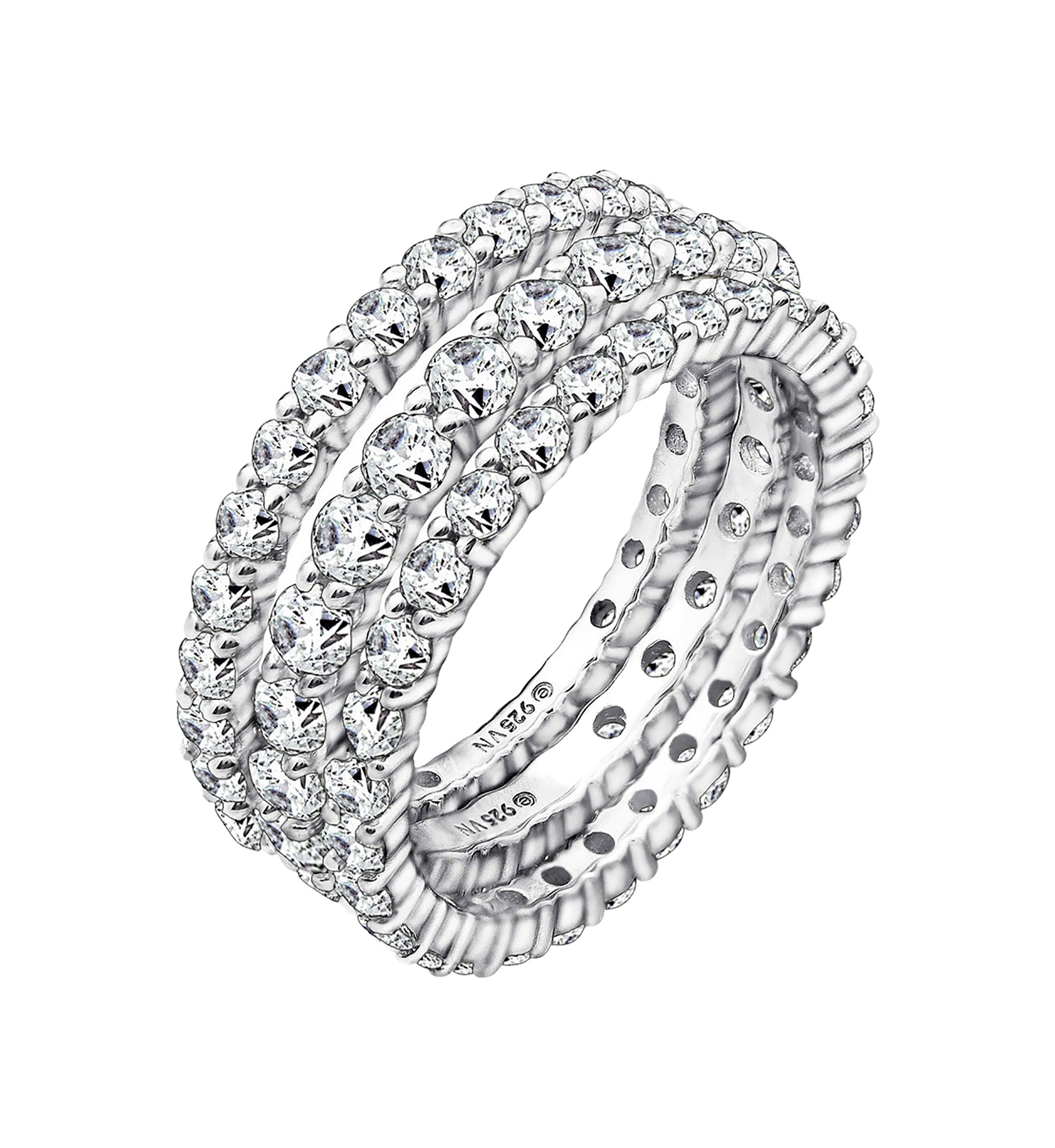 4.24 ct. t.w. Cubic Zirconia Set of 3 Eternity Band Ring