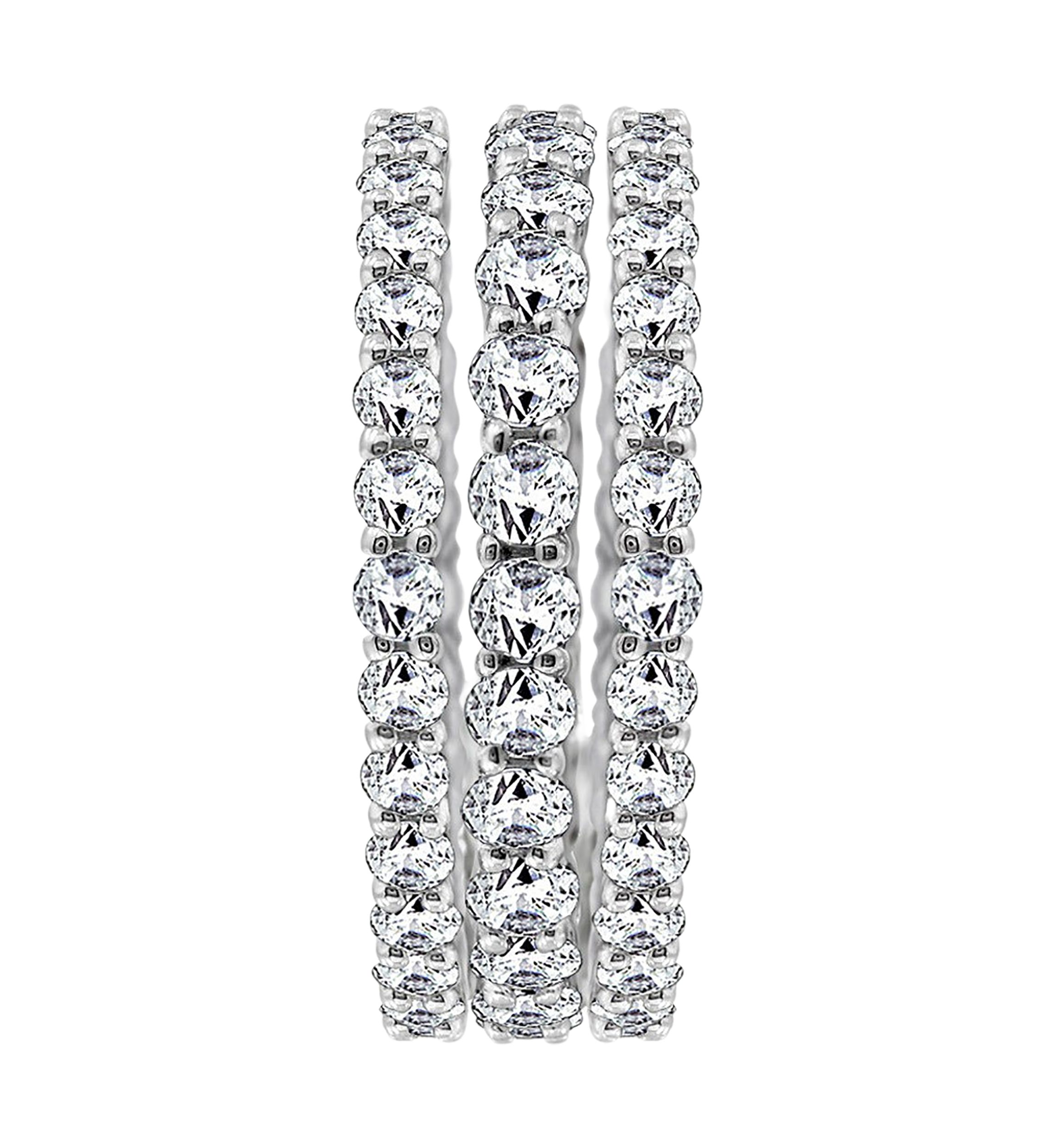 4.24 ct. t.w. Cubic Zirconia Set of 3 Eternity Band Ring