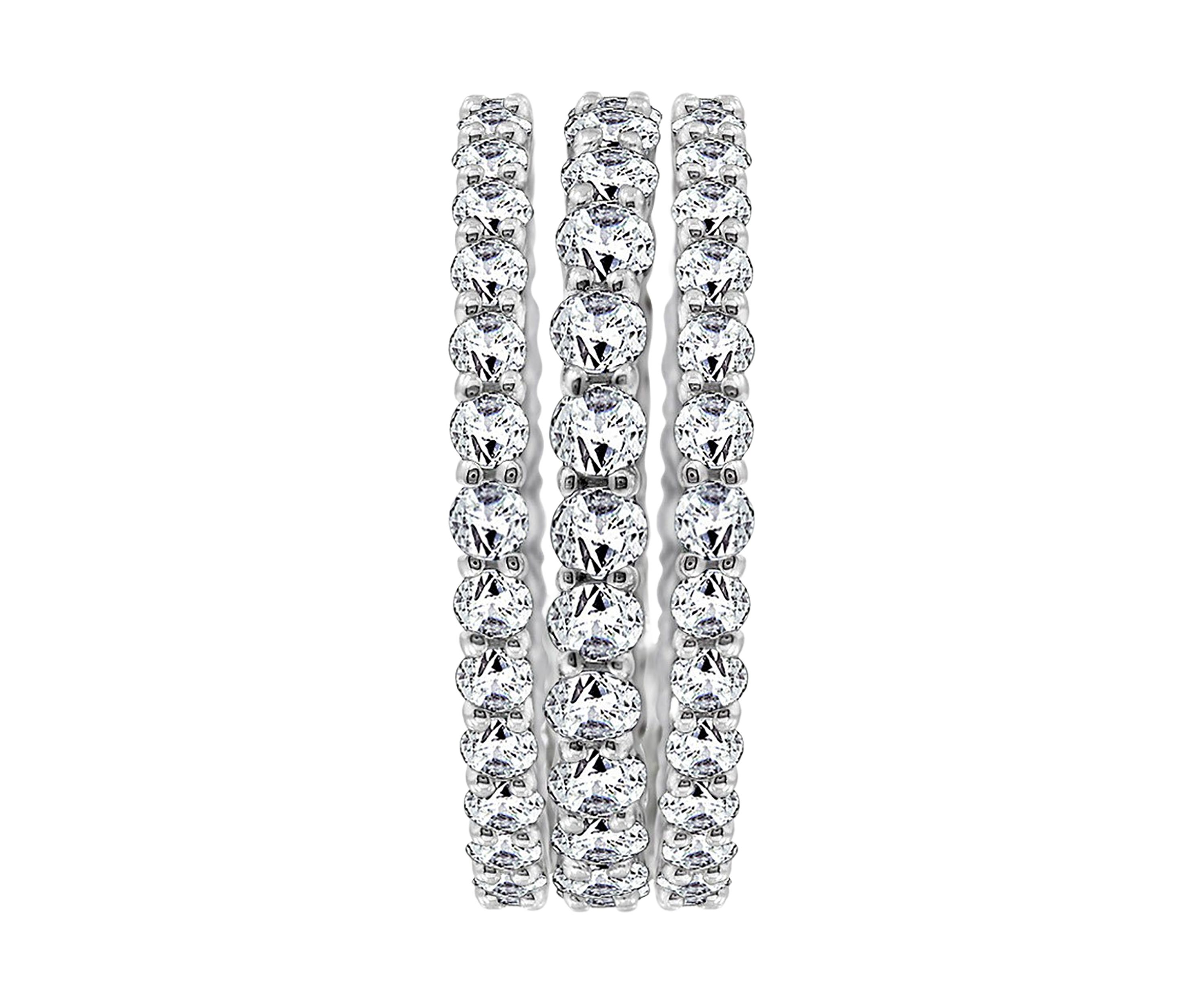 4.24 ct. t.w. Cubic Zirconia Set of 3 Eternity Band Ring