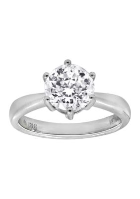 Diamonbliss 3.5 ct. t.w. Round Cut Cubic Zirconia Solitaire Ring, Silver, 8