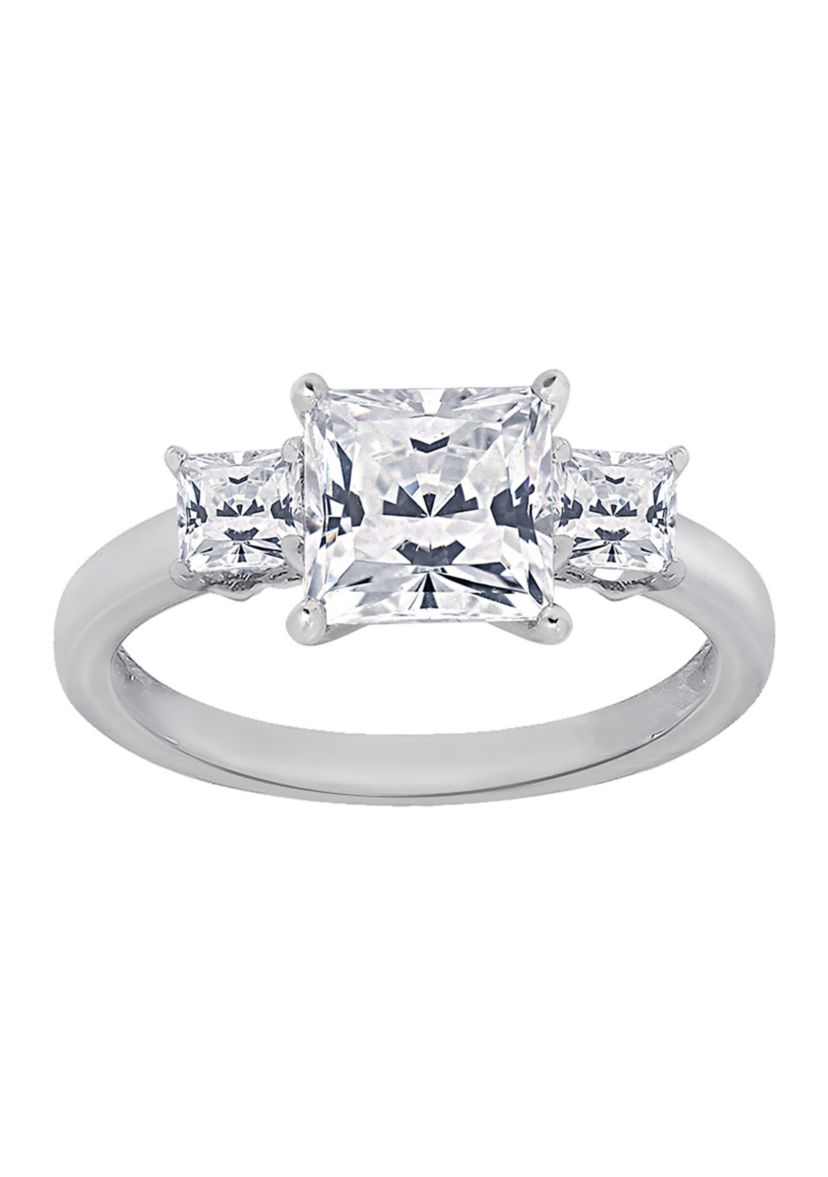2 ct. t.w. Princess Cut Cubic Zirconia 3-Stone Ring