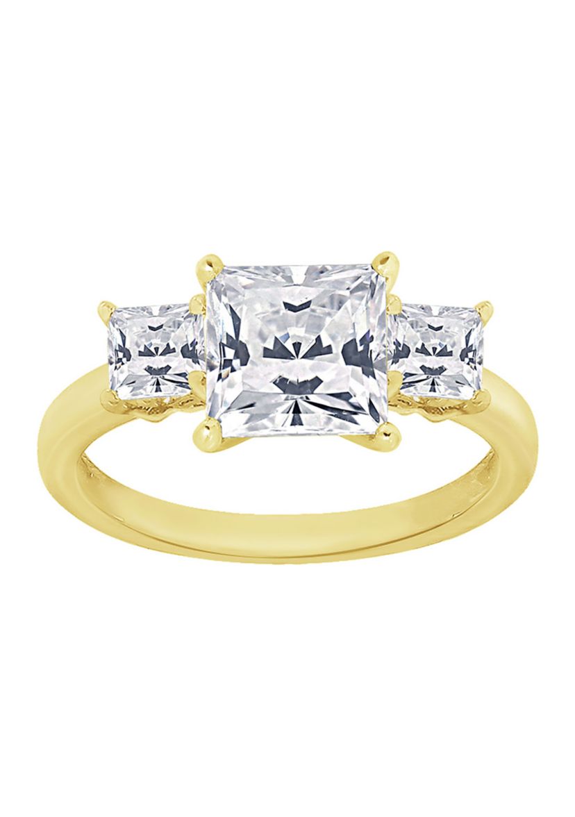 3 ct. t.w.  Princess Cut Cubic Zirconia 3-Stone Ring