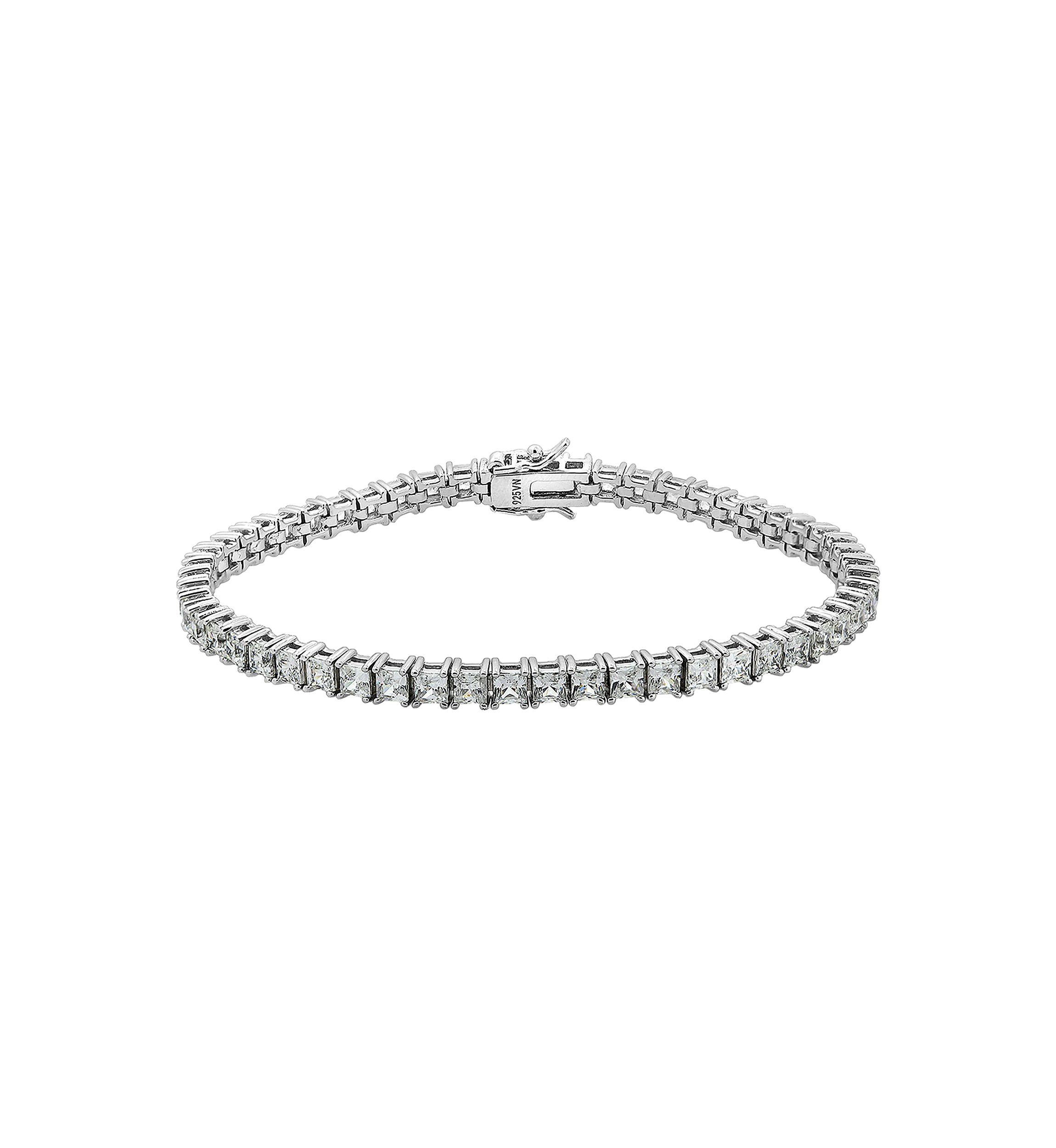 Rhodium Plated Sterling Silver 8.5 ct. t.w. Princess Cut Cubic Zirconia Tennis Bracelet