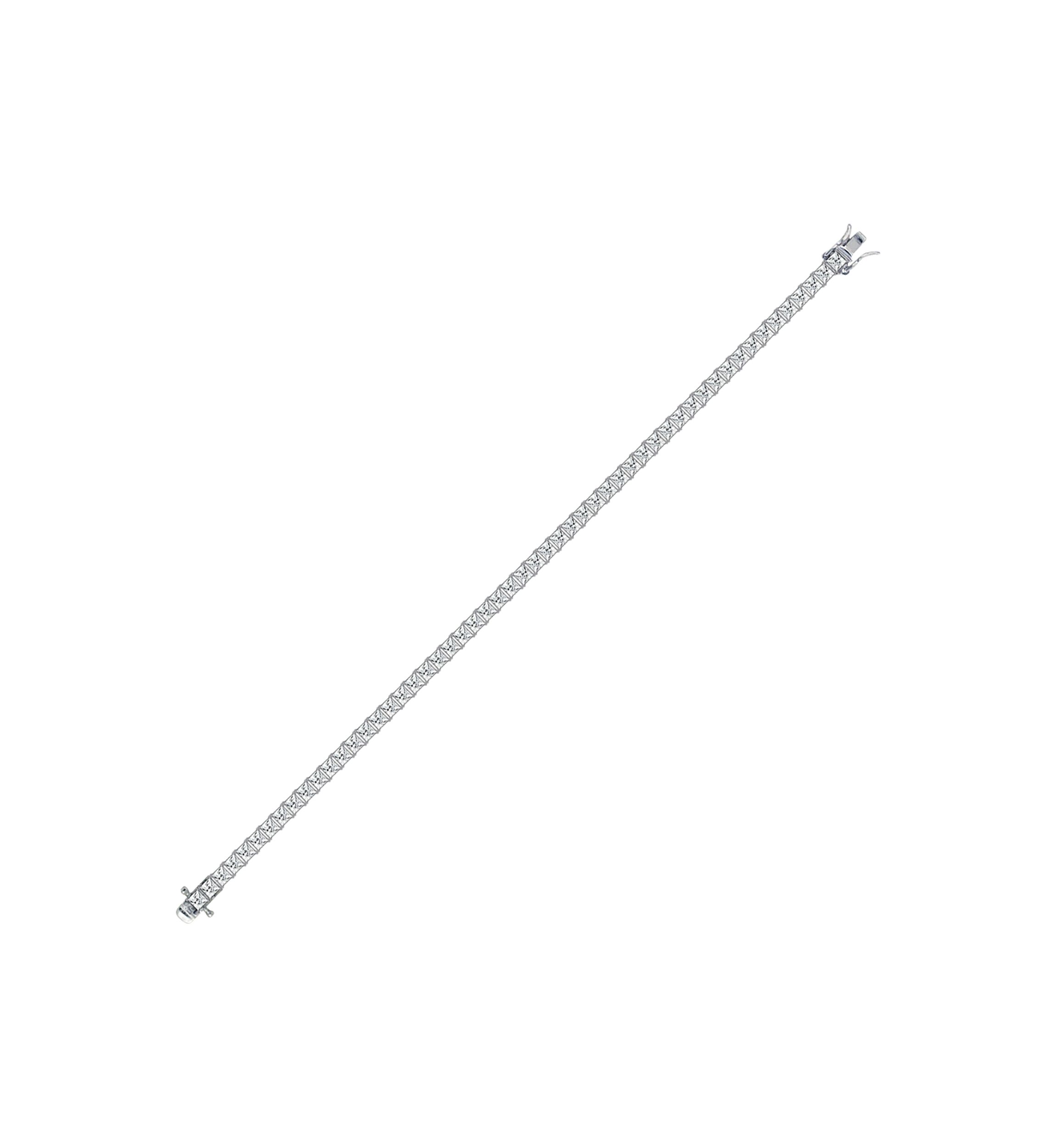 Rhodium Plated Sterling Silver 8.5 ct. t.w. Princess Cut Cubic Zirconia Tennis Bracelet