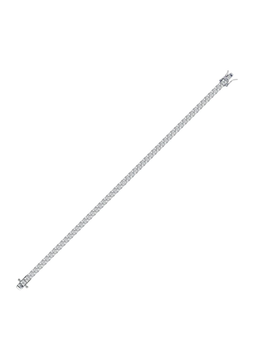 Rhodium Plated Sterling Silver 8.5 ct. t.w. Princess Cut Cubic Zirconia Tennis Bracelet