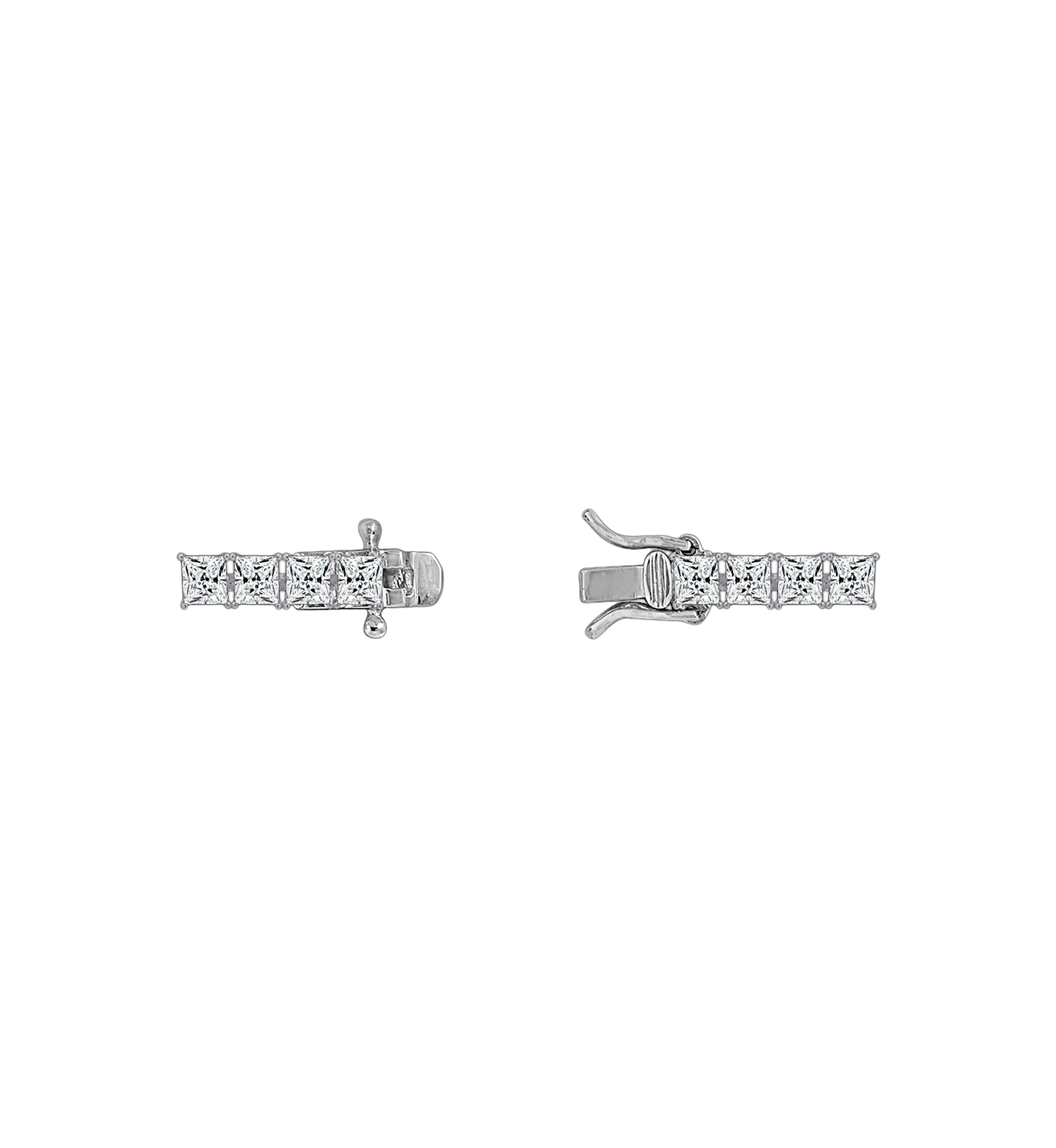 Rhodium Plated Sterling Silver 8.5 ct. t.w. Princess Cut Cubic Zirconia Tennis Bracelet