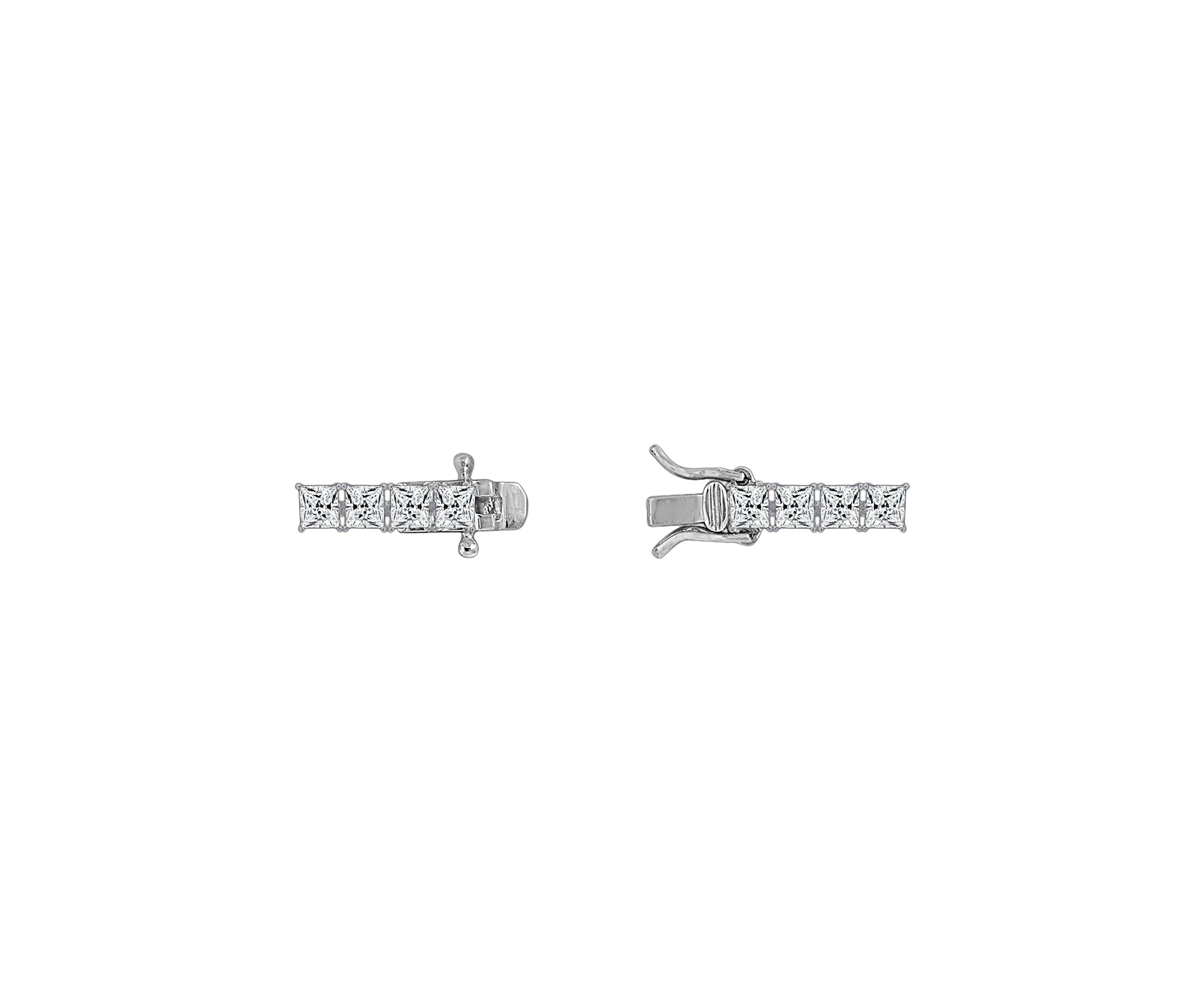 Rhodium Plated Sterling Silver 8.5 ct. t.w. Princess Cut Cubic Zirconia Tennis Bracelet