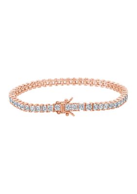 Rose Gold Plated Sterling Silver 8.5 ct. t.w. Princess Cut Cubic Zirconia Tennis Bracelet