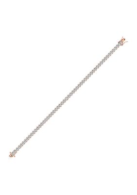 Rose Gold Plated Sterling Silver 8.5 ct. t.w. Princess Cut Cubic Zirconia Tennis Bracelet