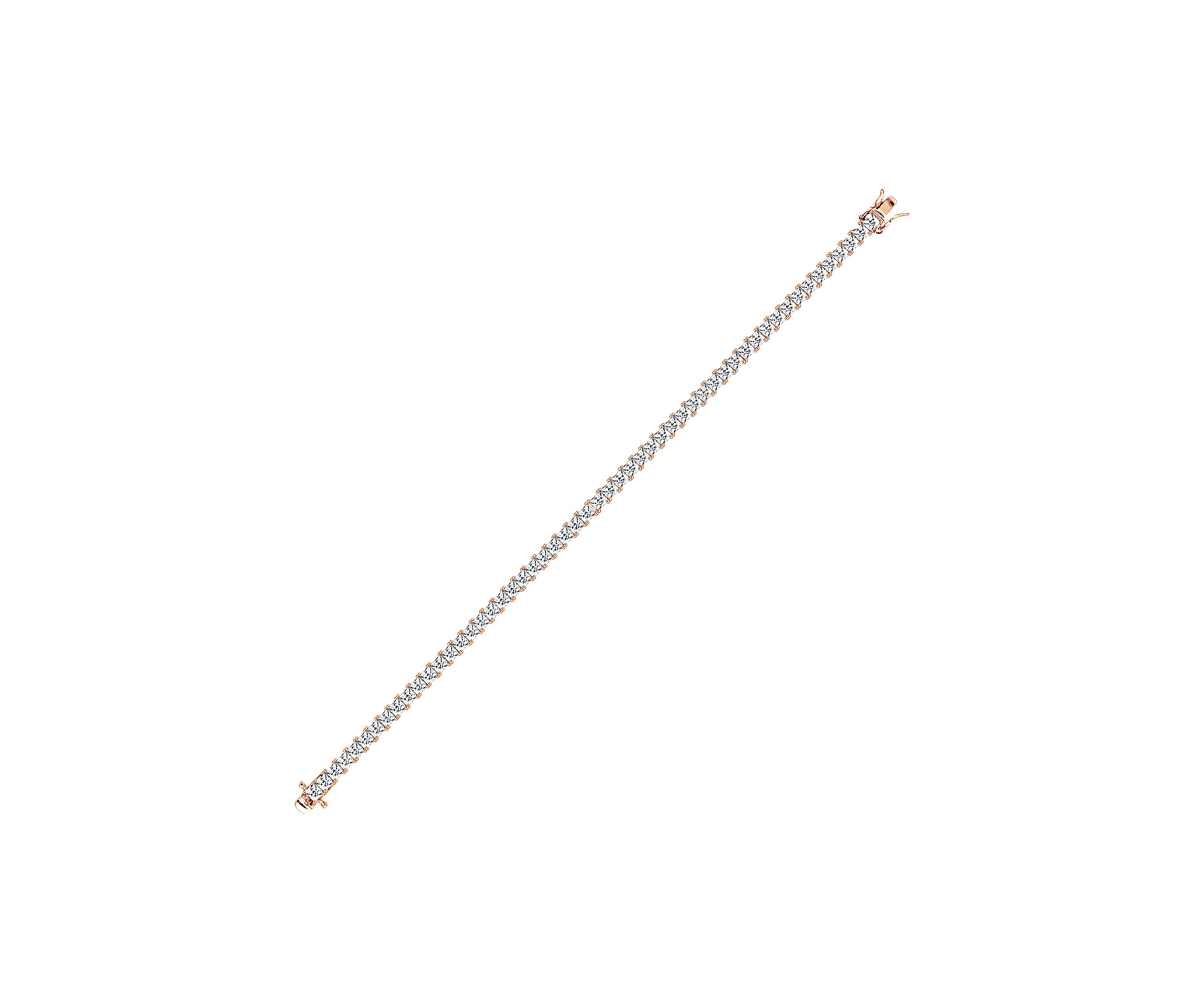 Rose Gold Plated Sterling Silver 8.5 ct. t.w. Princess Cut Cubic Zirconia Tennis Bracelet