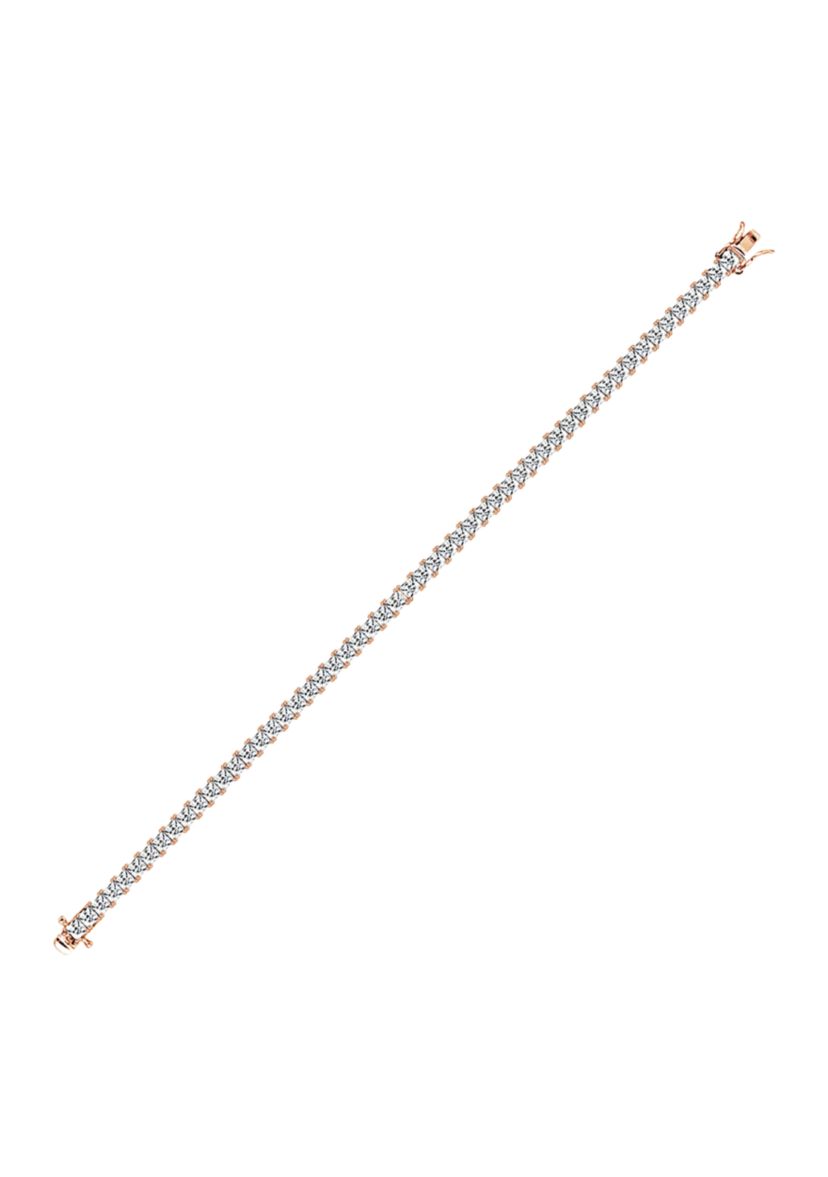 Rose Gold Plated Sterling Silver 8.5 ct. t.w. Princess Cut Cubic Zirconia Tennis Bracelet