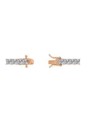 Rose Gold Plated Sterling Silver 8.5 ct. t.w. Princess Cut Cubic Zirconia Tennis Bracelet