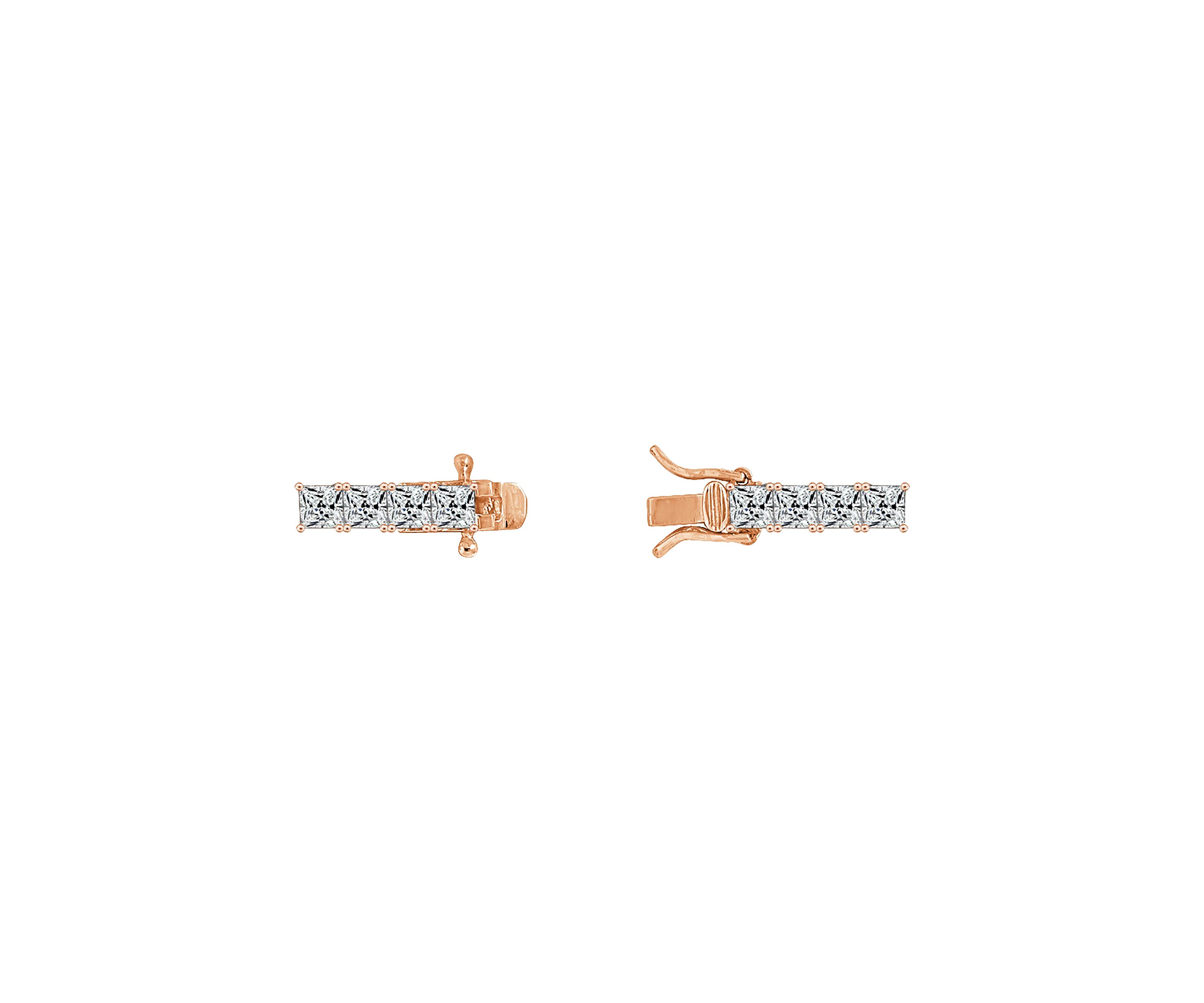 Rose Gold Plated Sterling Silver 8.5 ct. t.w. Princess Cut Cubic Zirconia Tennis Bracelet