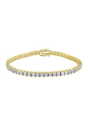 Yellow Gold Plated Sterling Silver 8.5 ct. t.w. Princess Cut Cubic Zirconia Tennis Bracelet