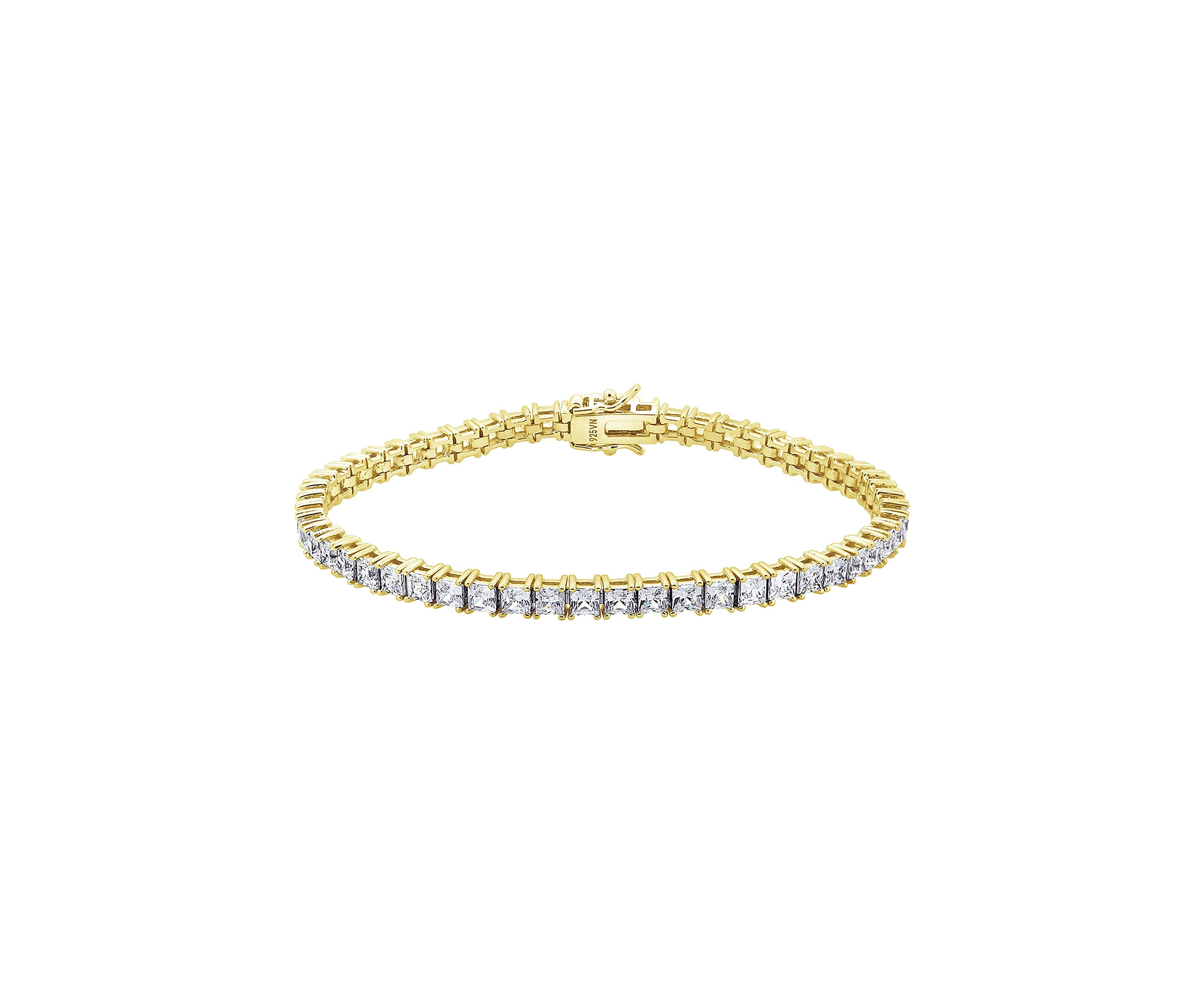 Yellow Gold Plated Sterling Silver 8.5 ct. t.w. Princess Cut Cubic Zirconia Tennis Bracelet