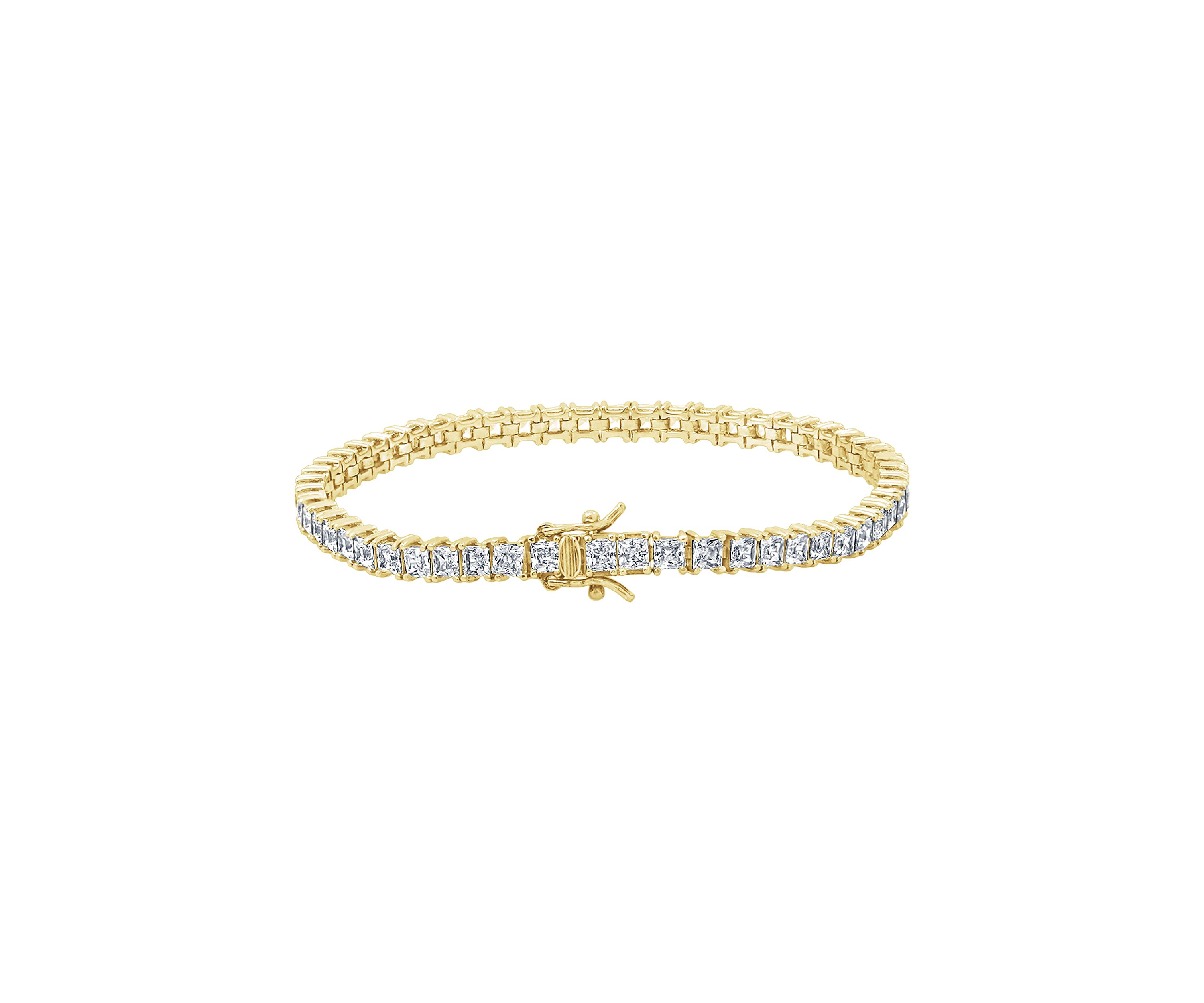 Yellow Gold Plated Sterling Silver 8.5 ct. t.w. Princess Cut Cubic Zirconia Tennis Bracelet