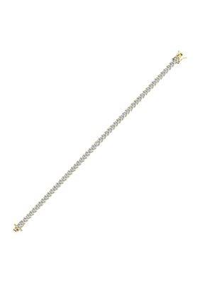 Yellow Gold Plated Sterling Silver 8.5 ct. t.w. Princess Cut Cubic Zirconia Tennis Bracelet